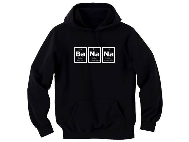 Gifts for Geeks Banana - periodic table of elements sweat hoodie