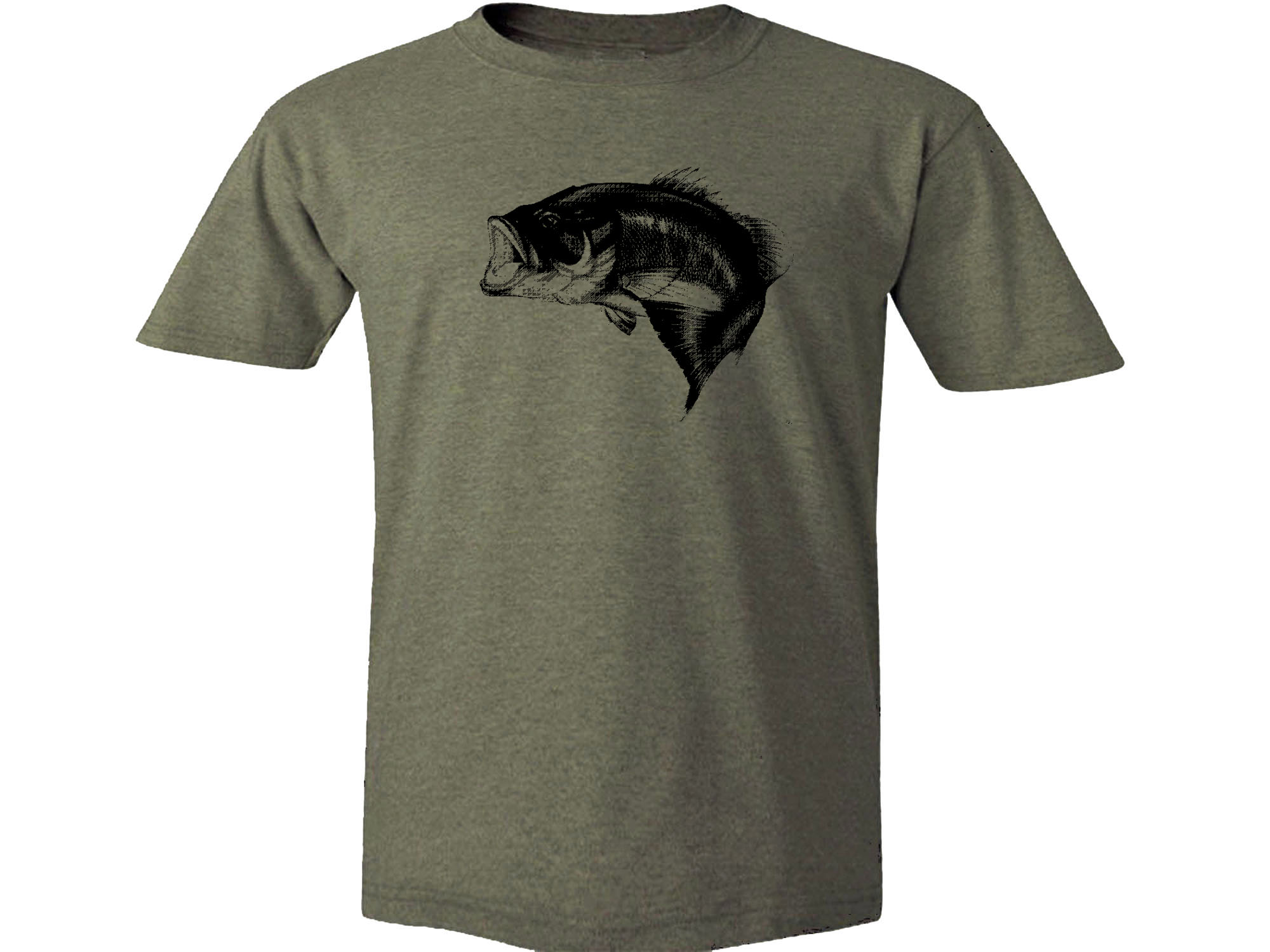 Bass fish picture graphic camel color t-shirt-Fishing gifts