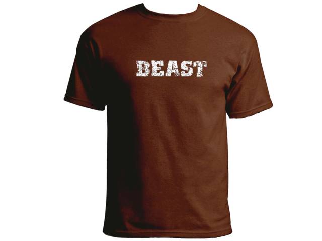 Beast distressed look brown t-shirt