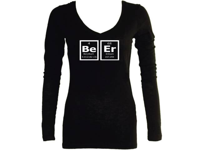 BEER periodic table of elements nerdy women black sleeved t-shirt