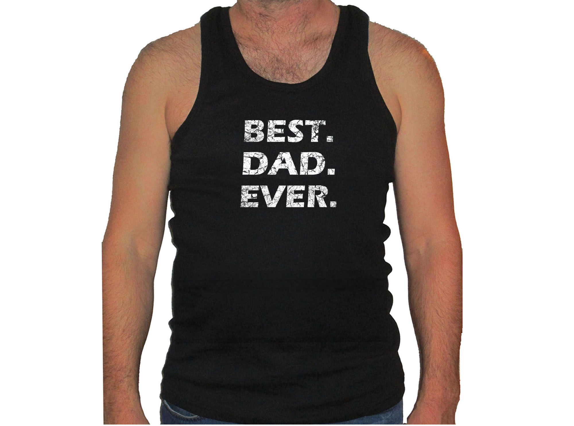 Best dad ever distressed print tank top