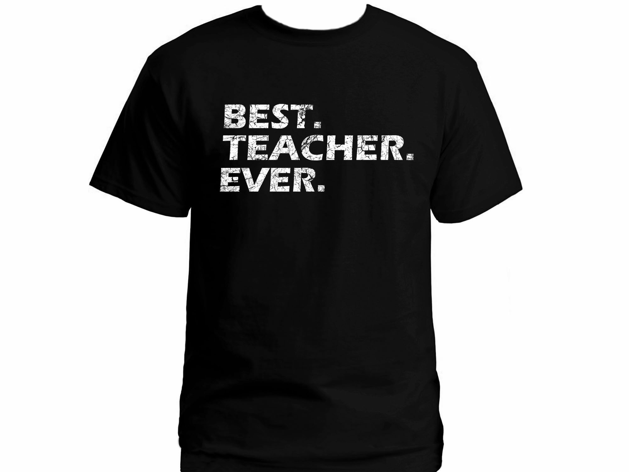 Best teacher ever distressed print black t-shirt