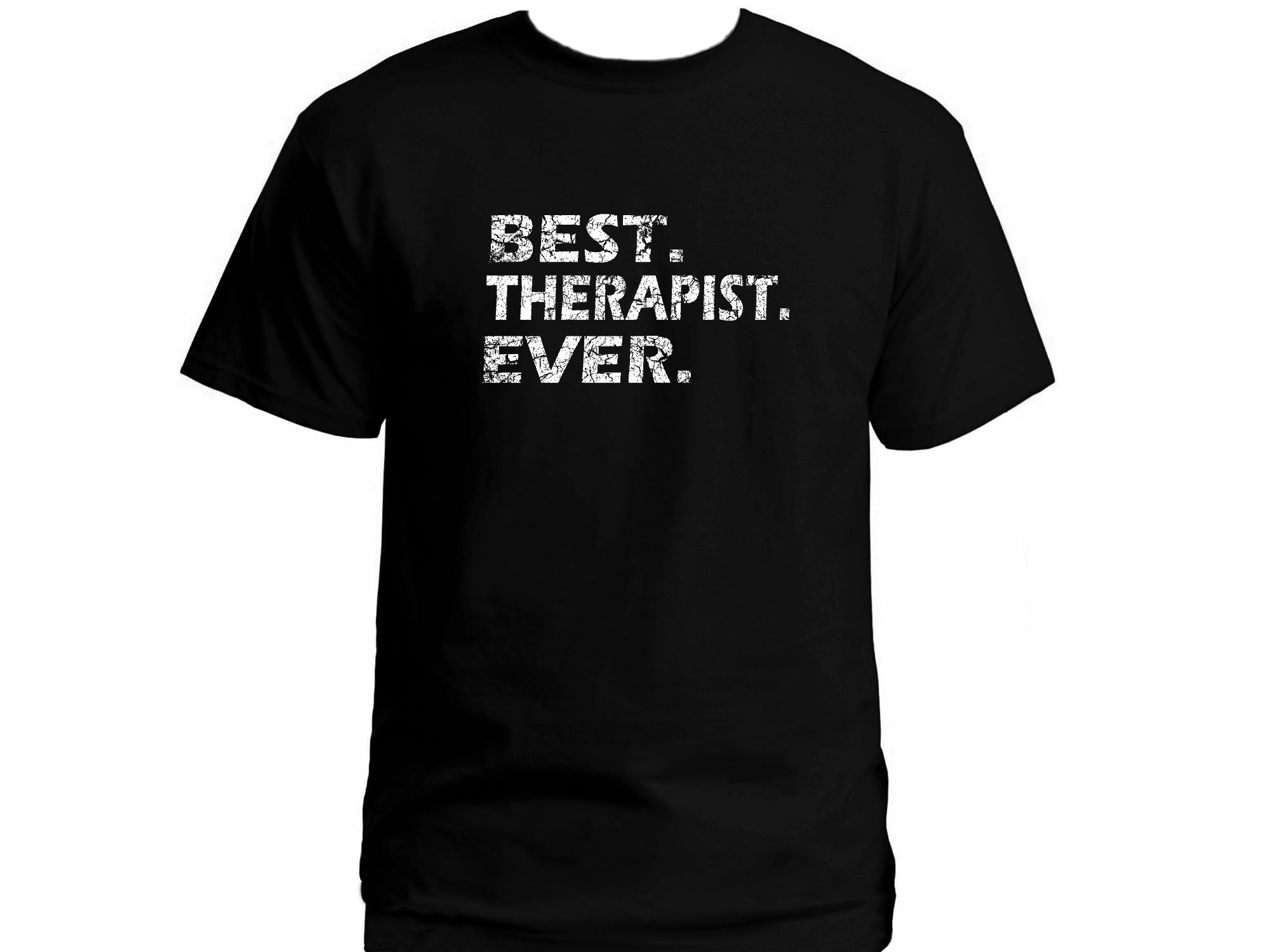 Best therapist ever distressed print black t-shirt