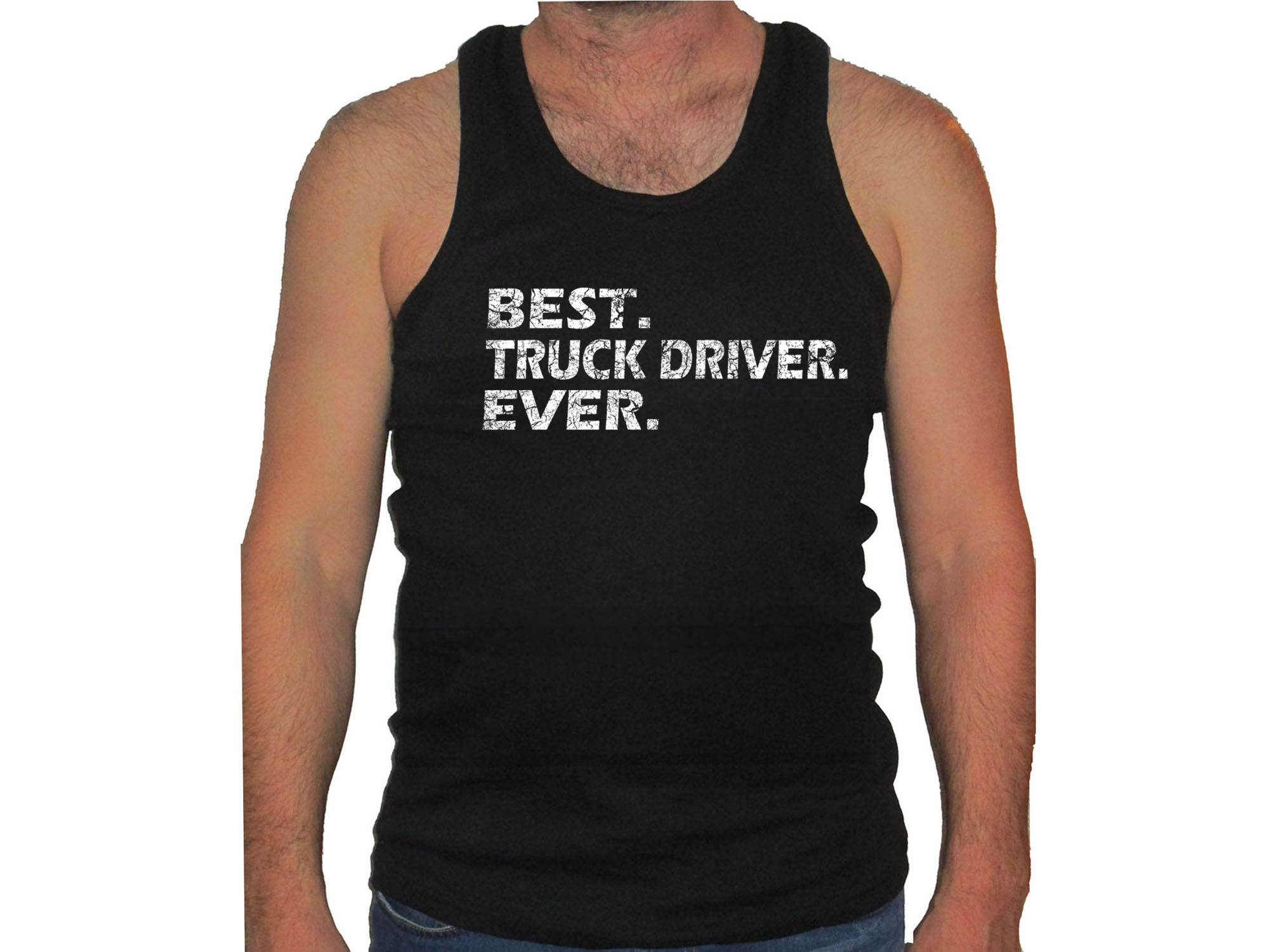 Best truck driver ever distressed print black tank top