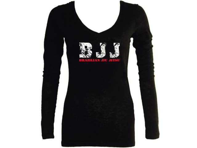 Brazilian Jiu jitsu BJJ women vneck sleeved t-shirt