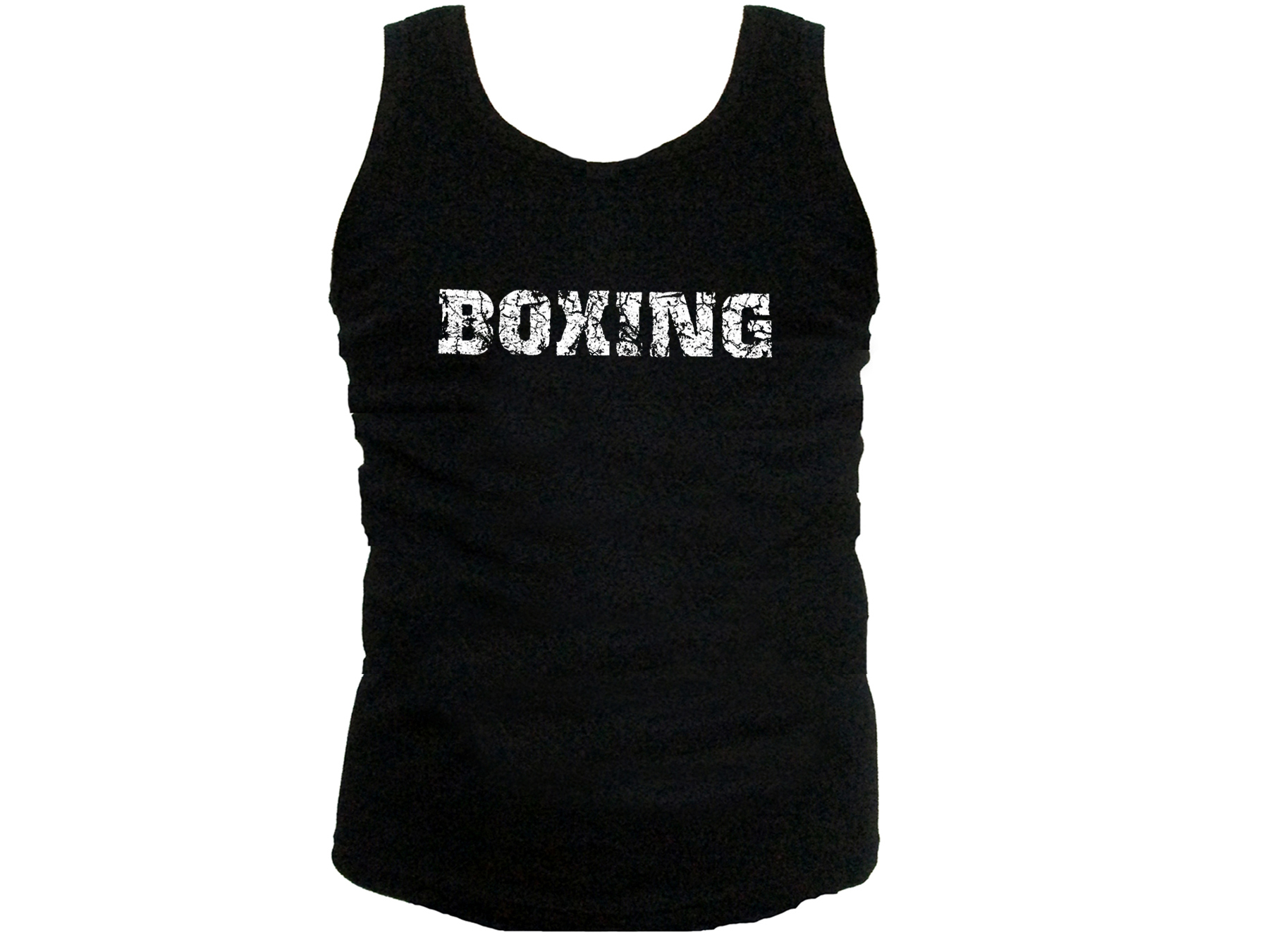 Boxing distressed look muscle gym tank top