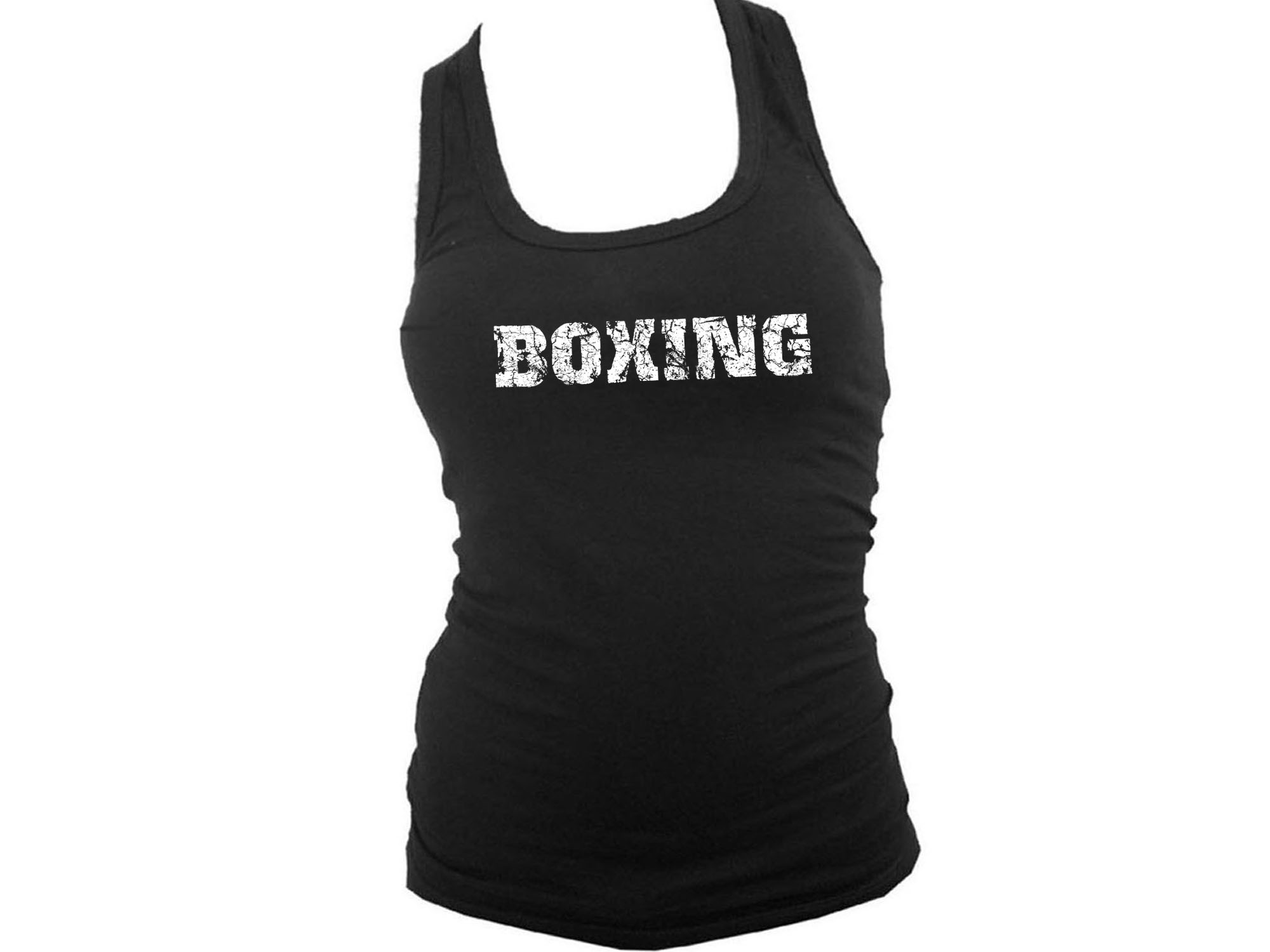 Boxing distressed print women tank top S/M