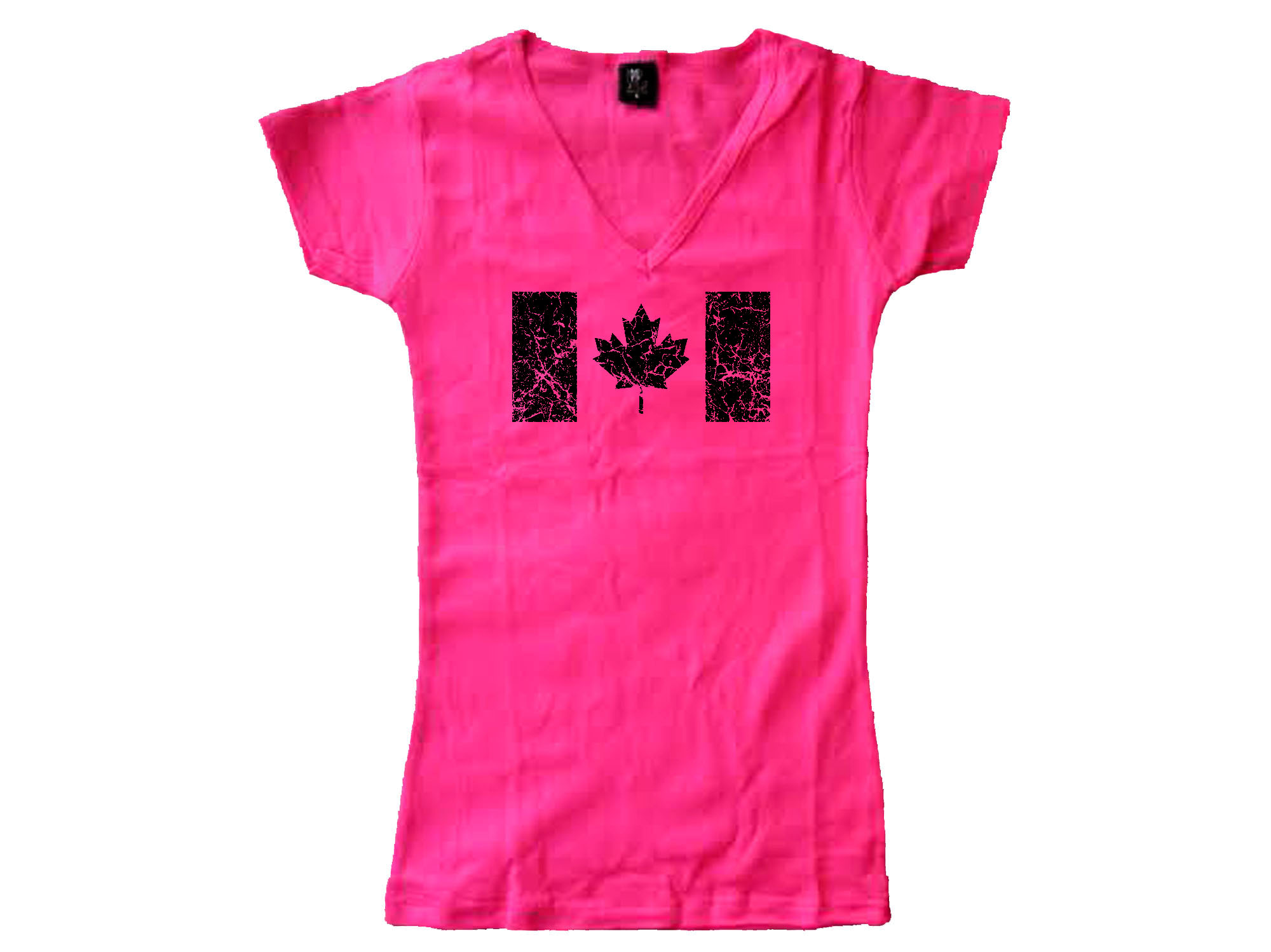 Canadian Flag women v neck pink t shirt