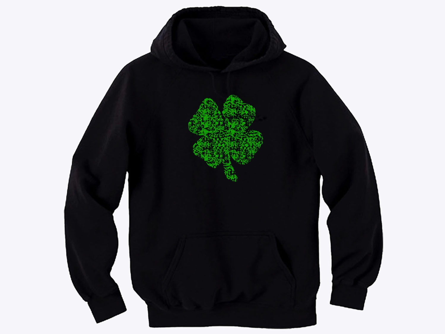 Four leaf lucky irish clover Shamrock distressed look hoodie
