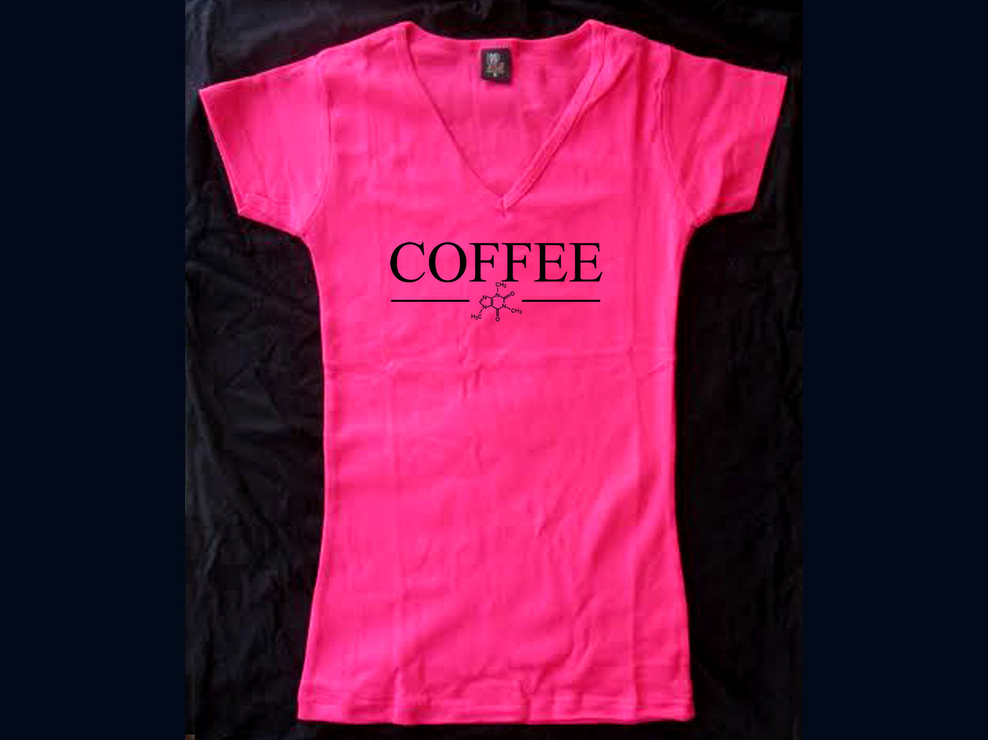 Caffeine coffee molecule women teens v neck tee shirt