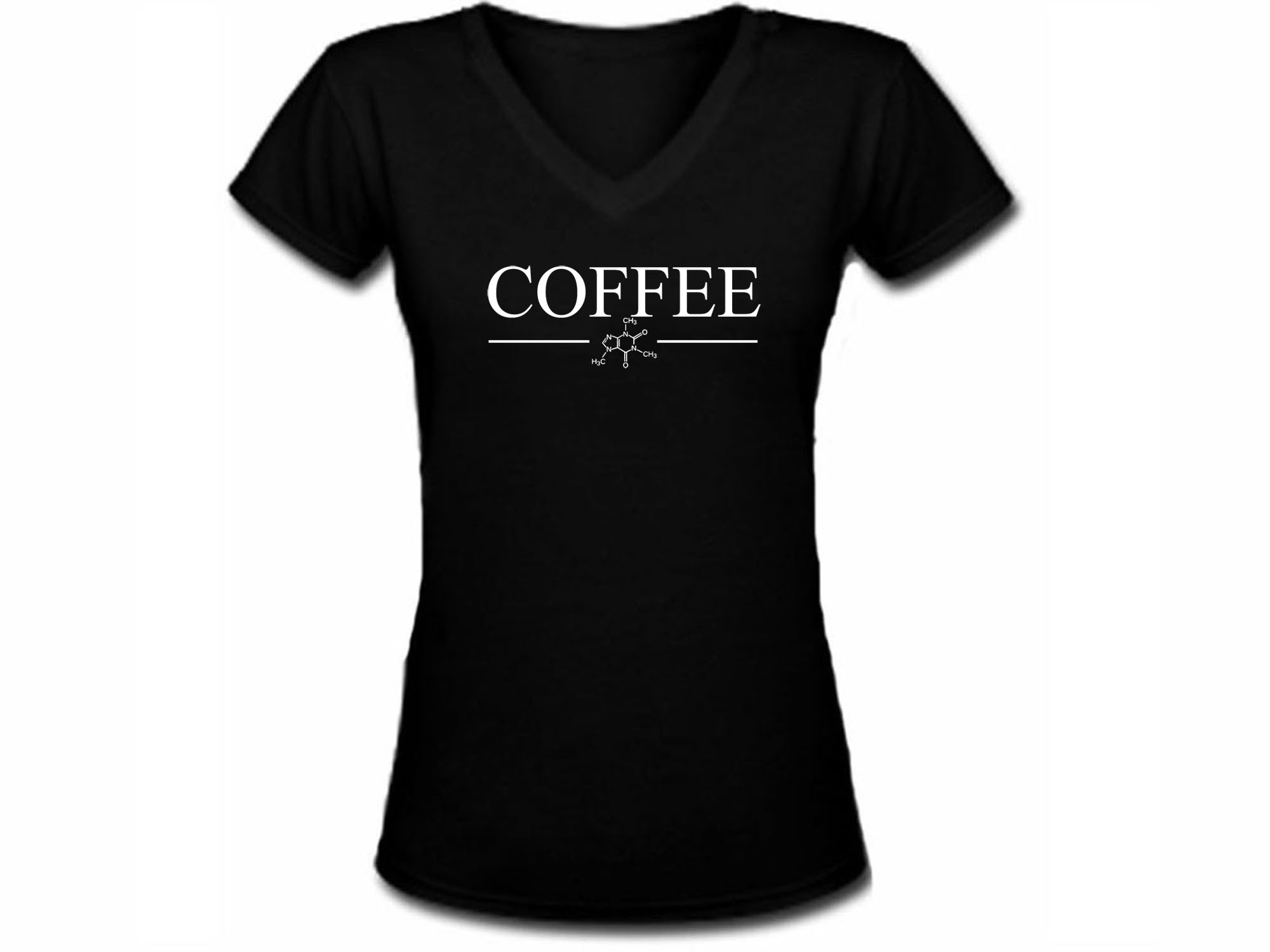 Caffeine coffee molecule women/girls v neck tee shirt