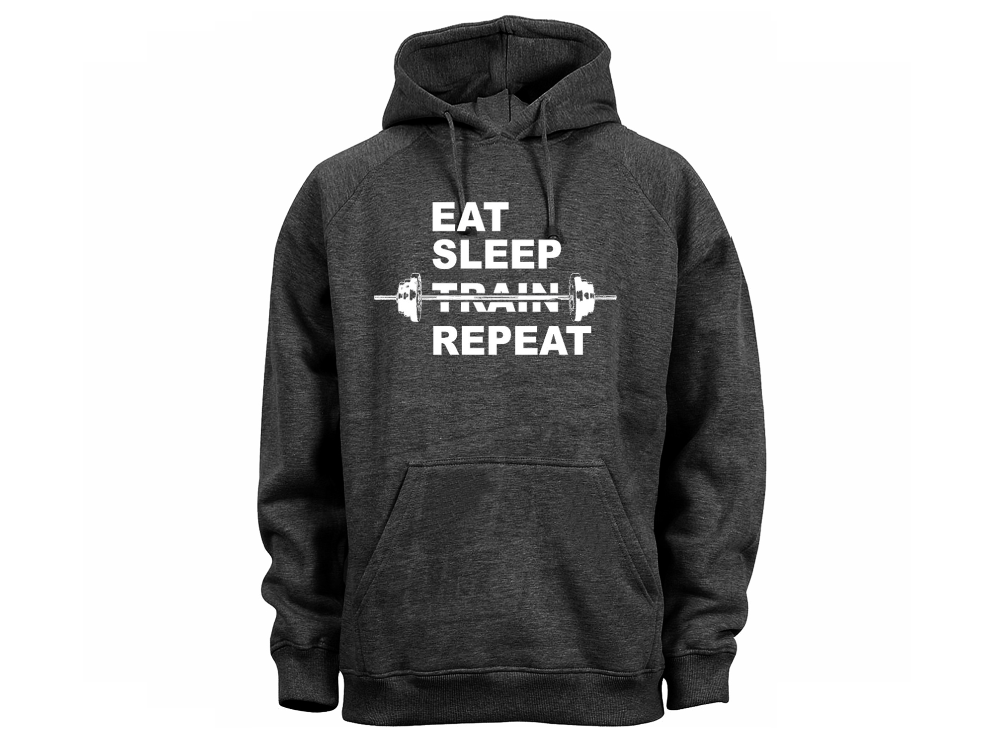 Eat sleep train repeat sport motivation heather gray hoodie