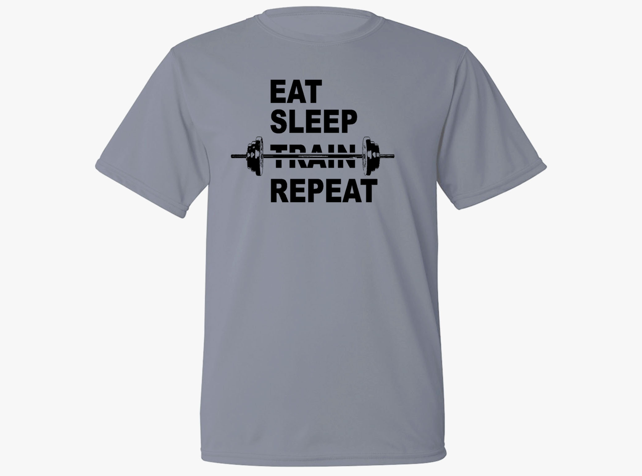 Eat sleep train repeat sweat proof fabric t-shirt