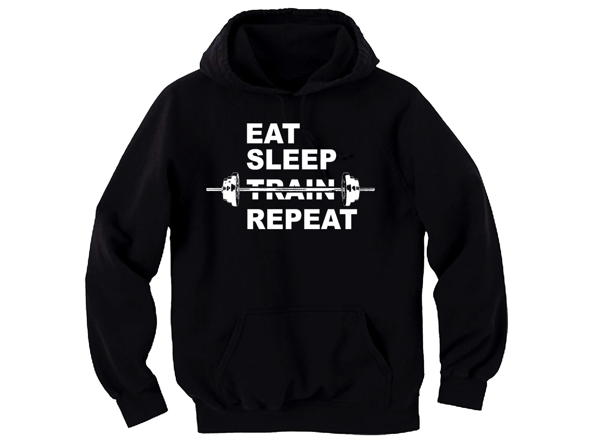 Eat sleep train repeat black hoodie