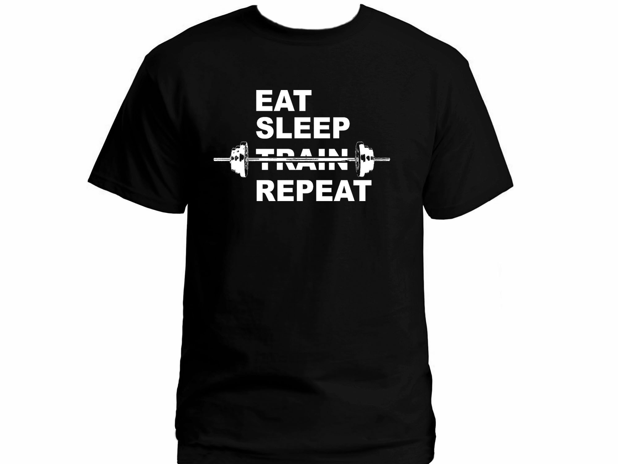 Eat sleep train repeat gym t-shirt