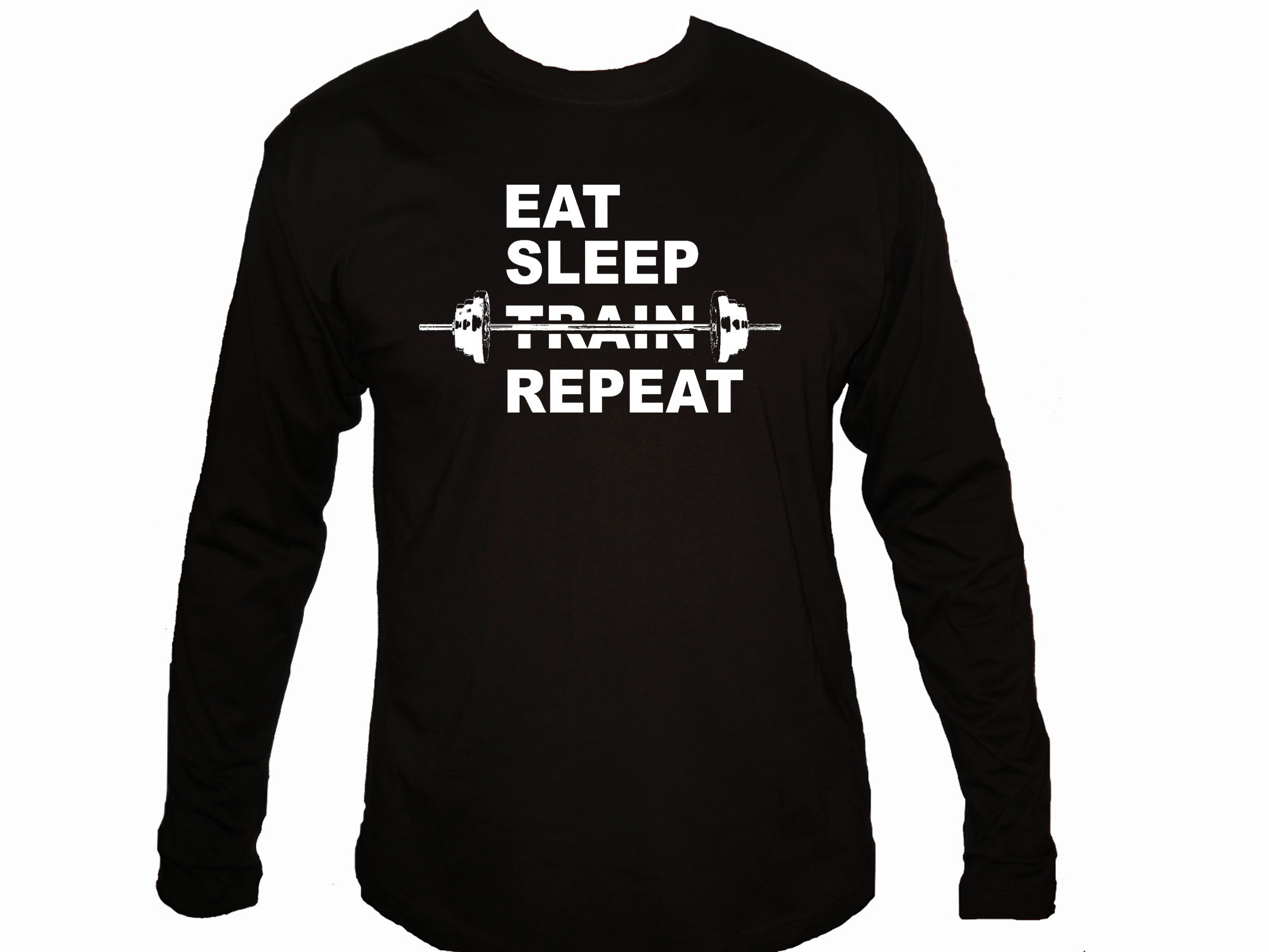 Eat sleep train repeat gym sleeved t-shirt