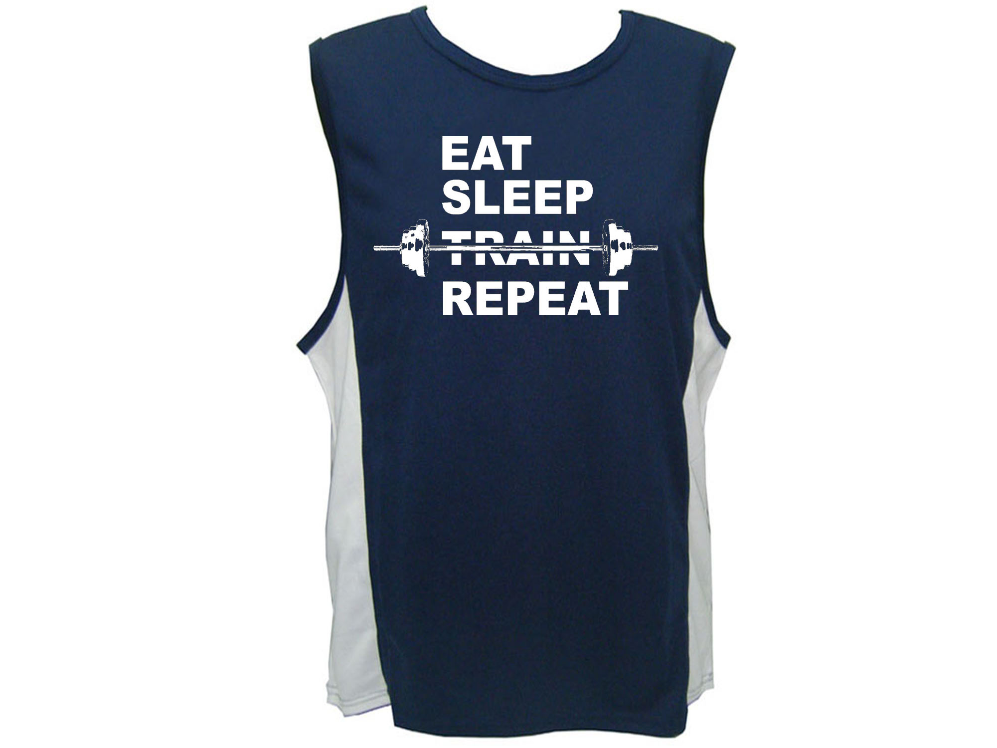 Eat sleep train repeat gym sweat proof tank top