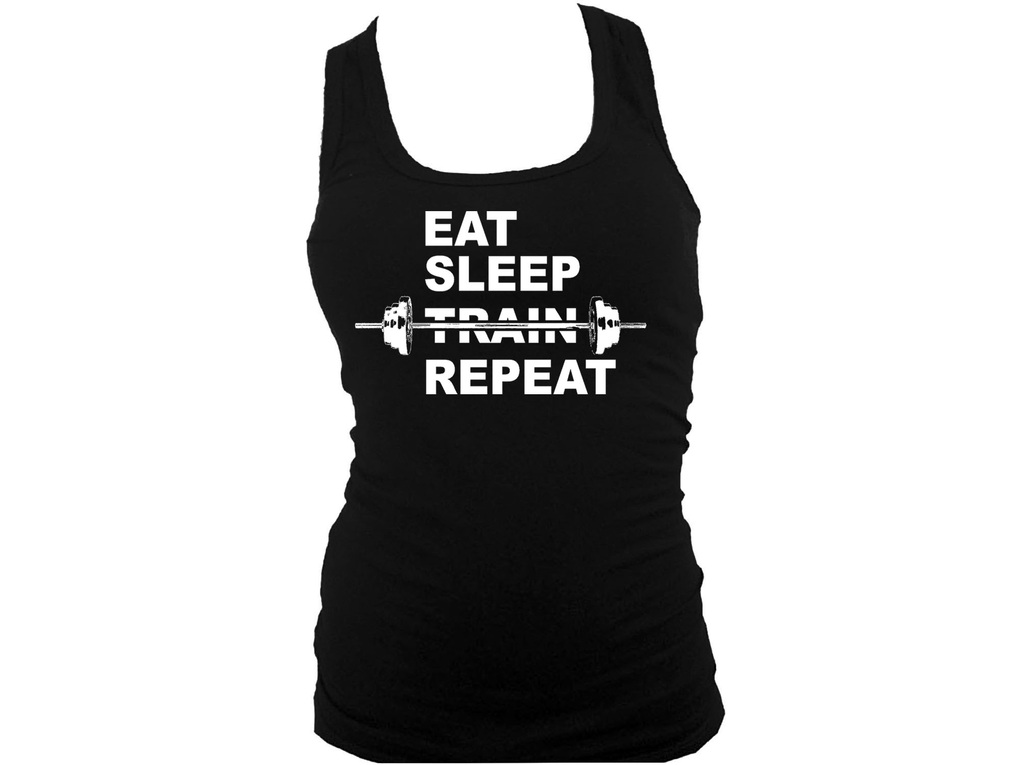 Eat sleep train repeat black women tank top L/XL