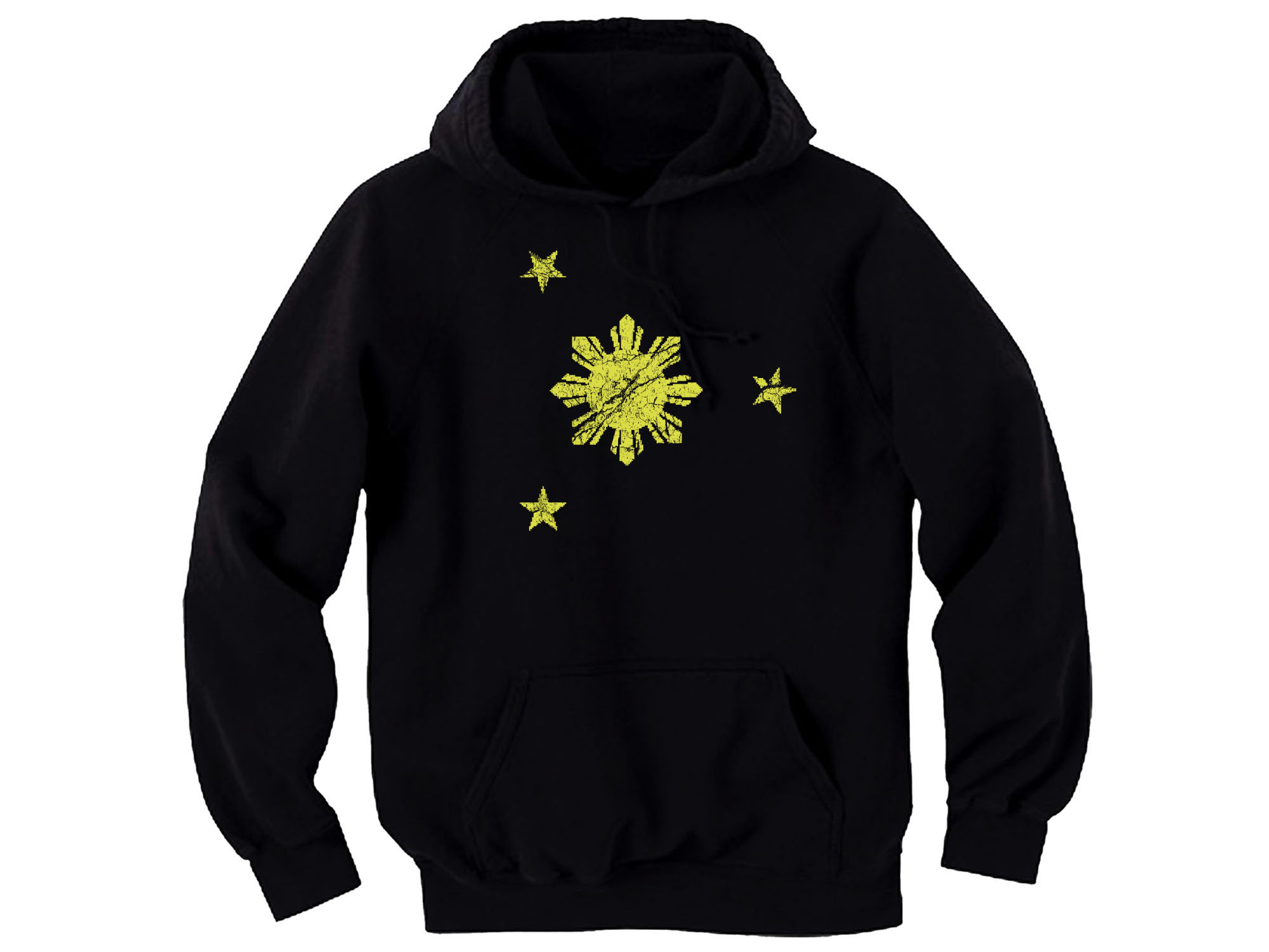 Filipino flag sun distressed look new hoodie