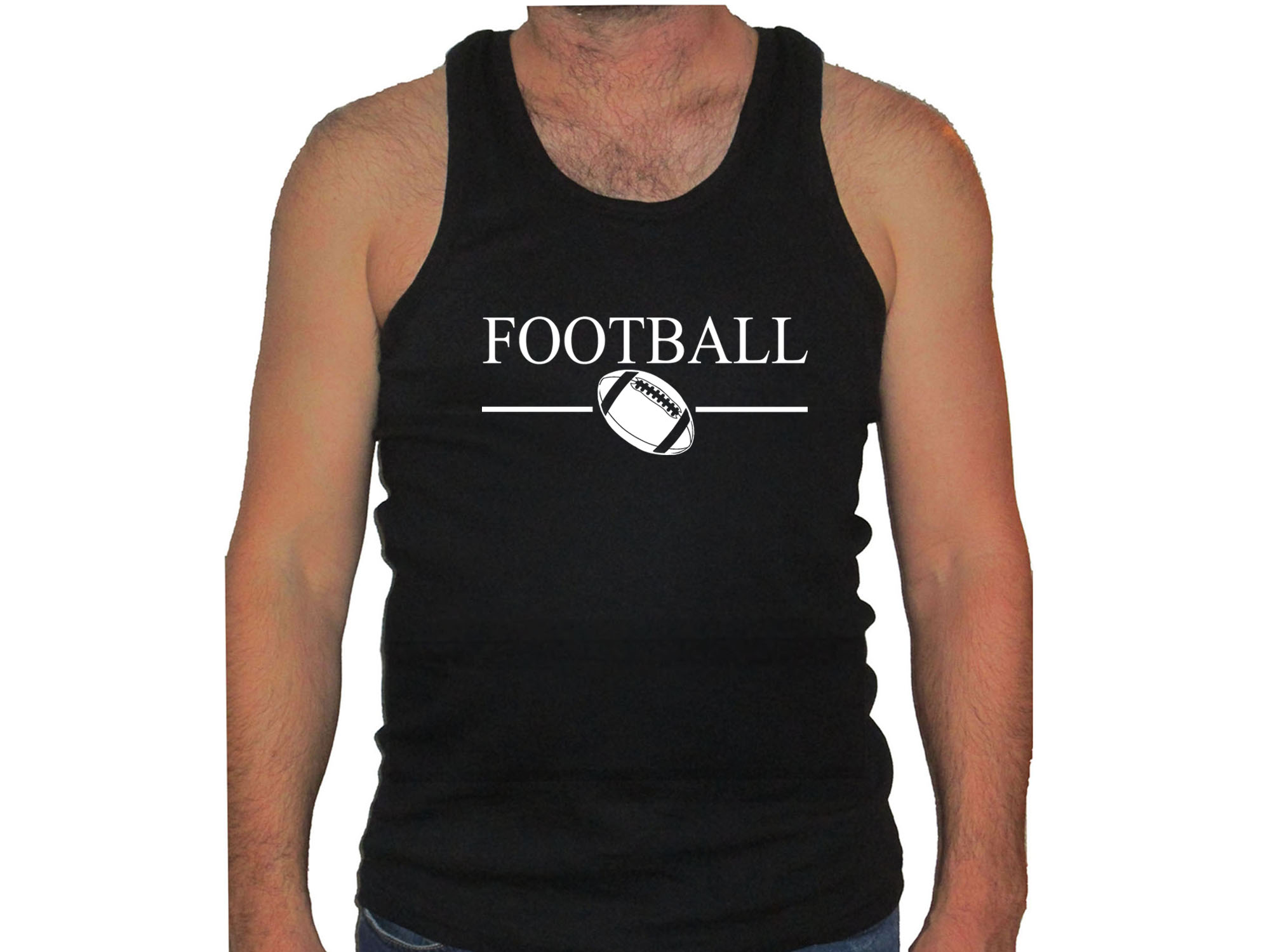 Football black muscle sleeveless tank top