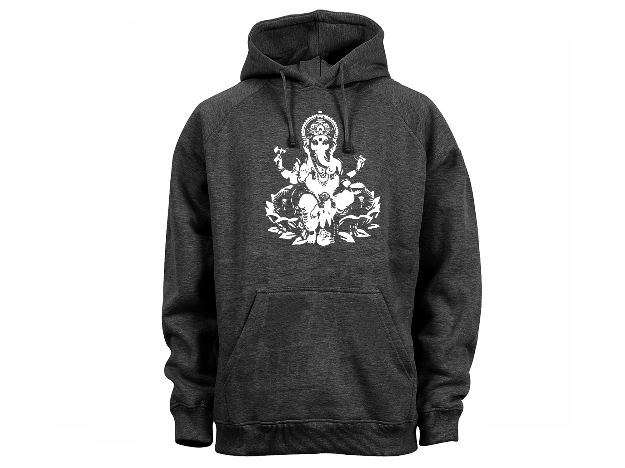 Ganesha Hindu Lord yoga meditation lotus gray hoodie