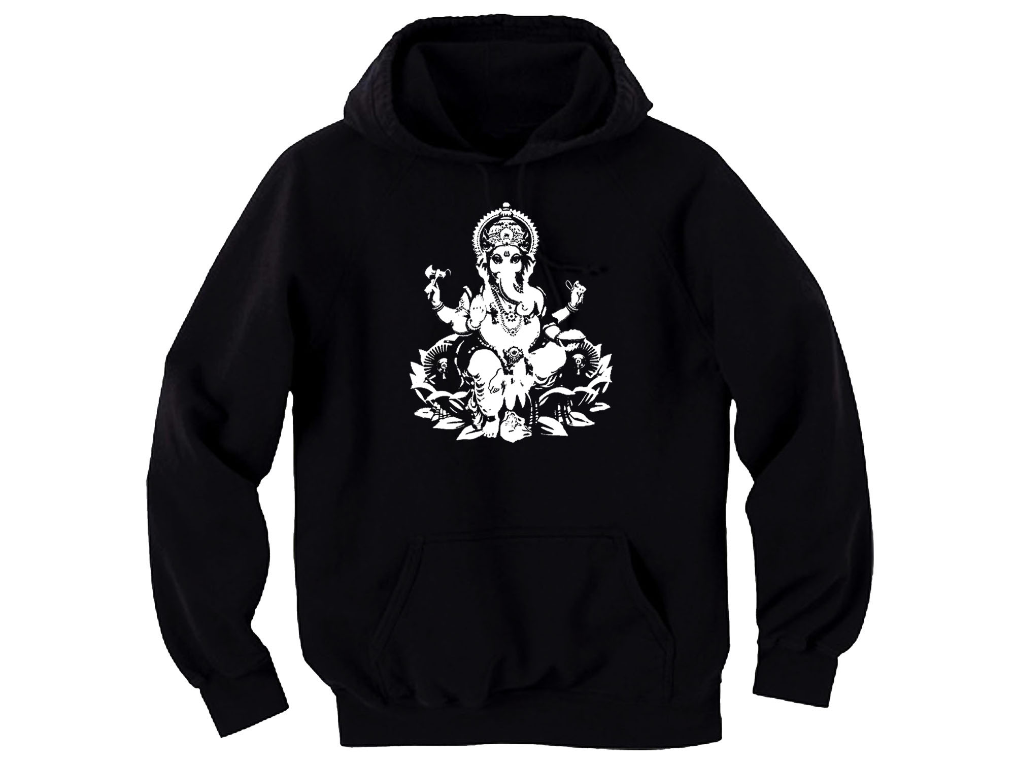 Ganesha Hindu Lord yoga meditation lotus black hoodie