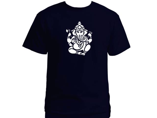 Ganesha Hindu god yoga meditation lotus design navy blue t-shirt