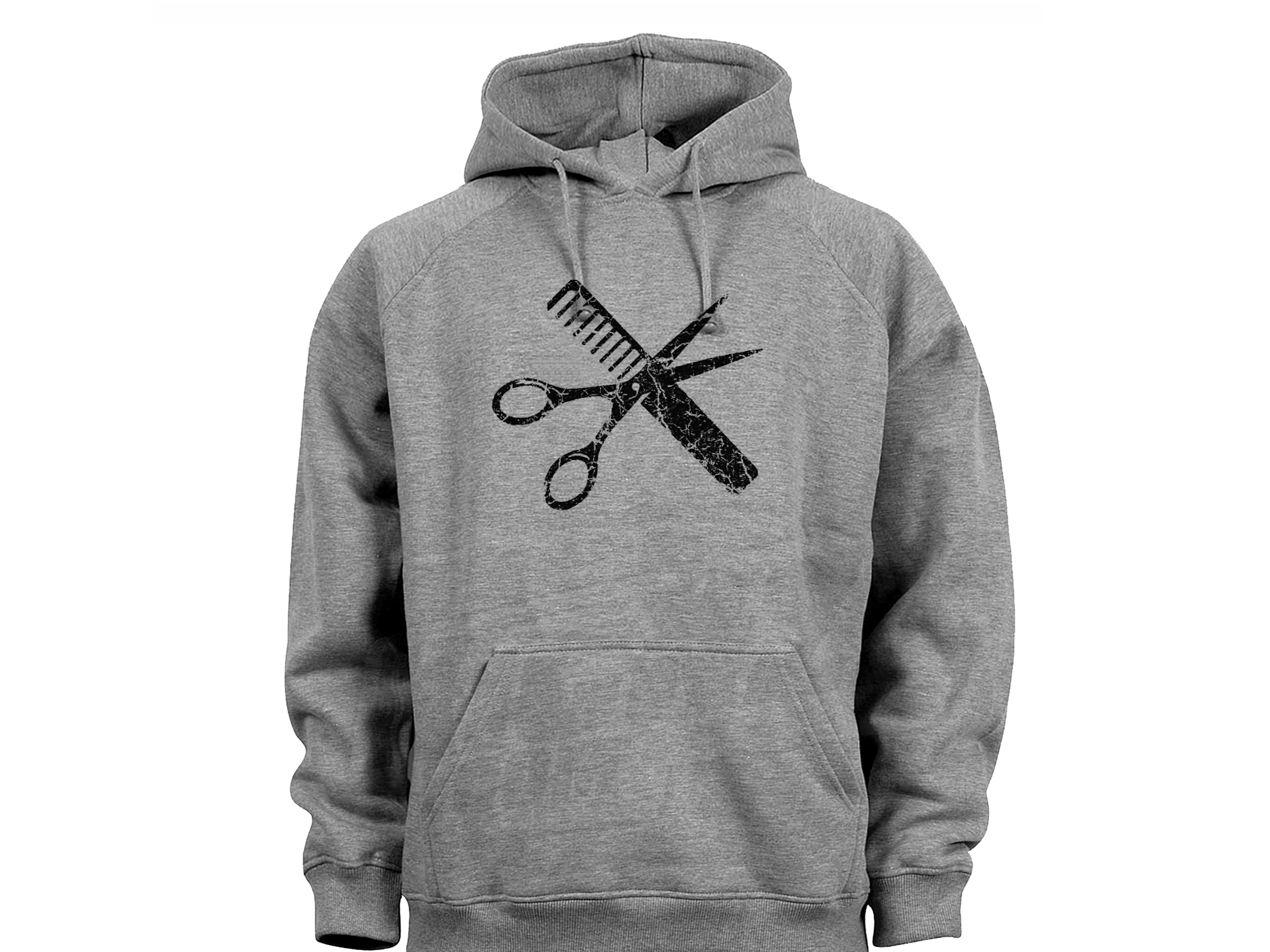 Hairstylist barber tools distressed print gray hoodie