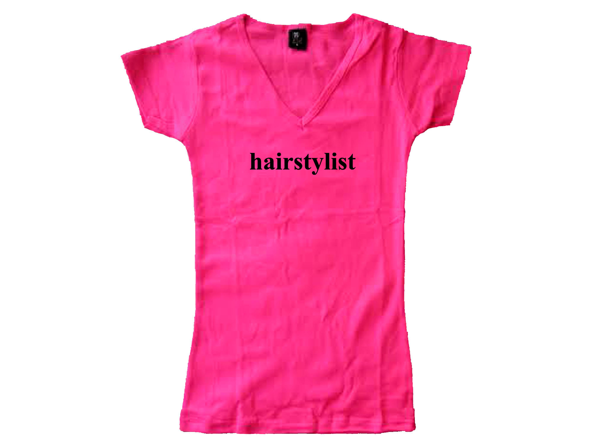 Hairstylist pink women v neck t-shirt