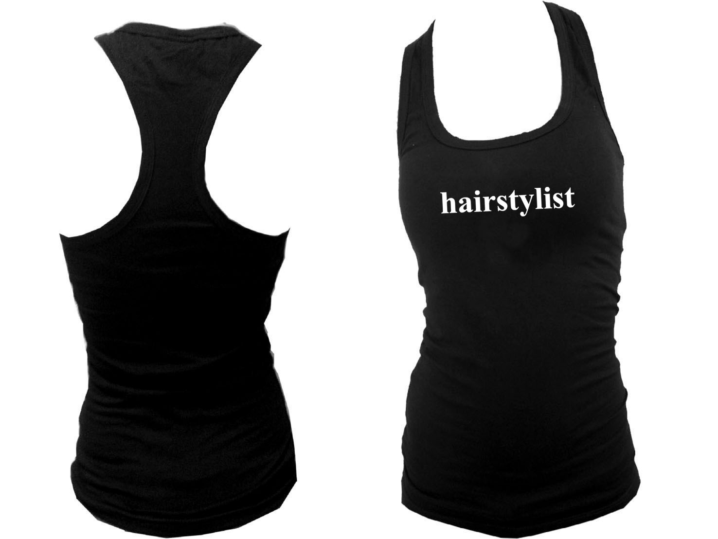 Hairstylist women sleeveless black tank top L/XL