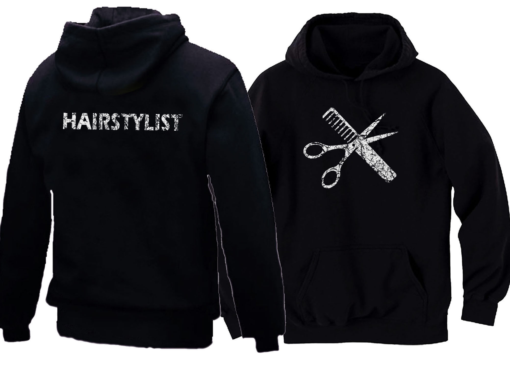 Hairstylist barber distressed print black hoodie