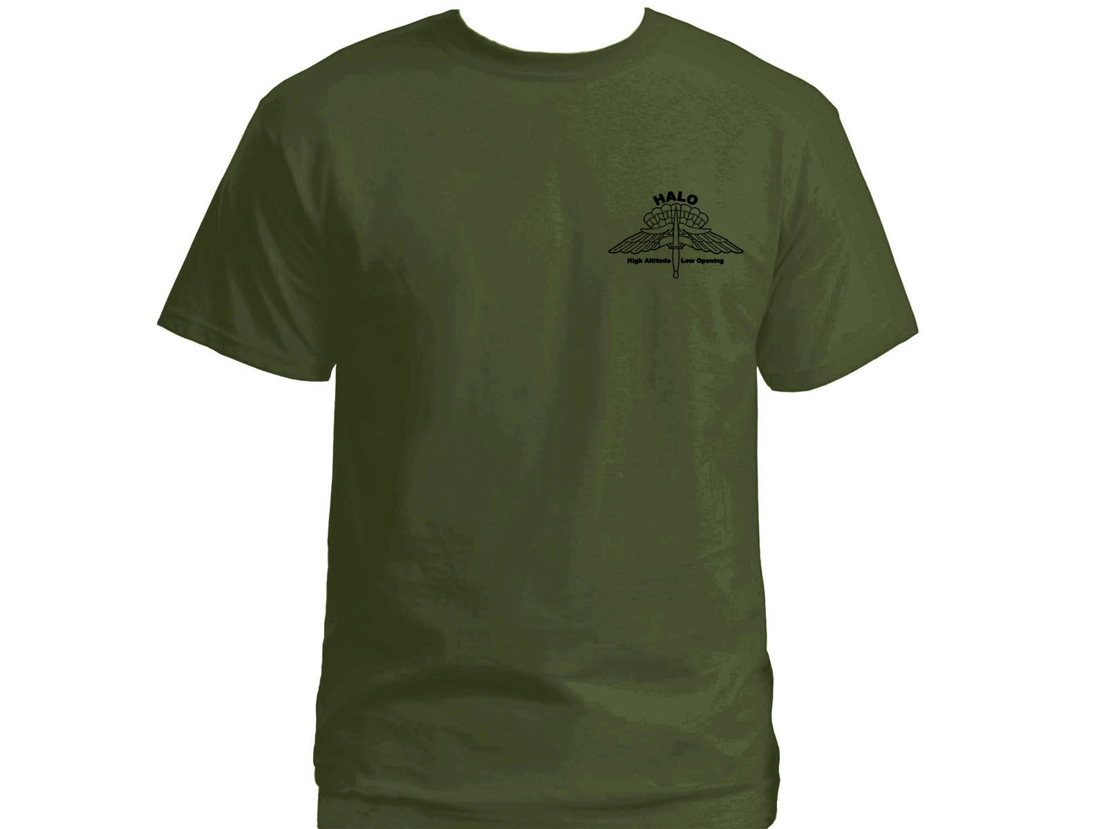 HALO military free fall army green t-shirt