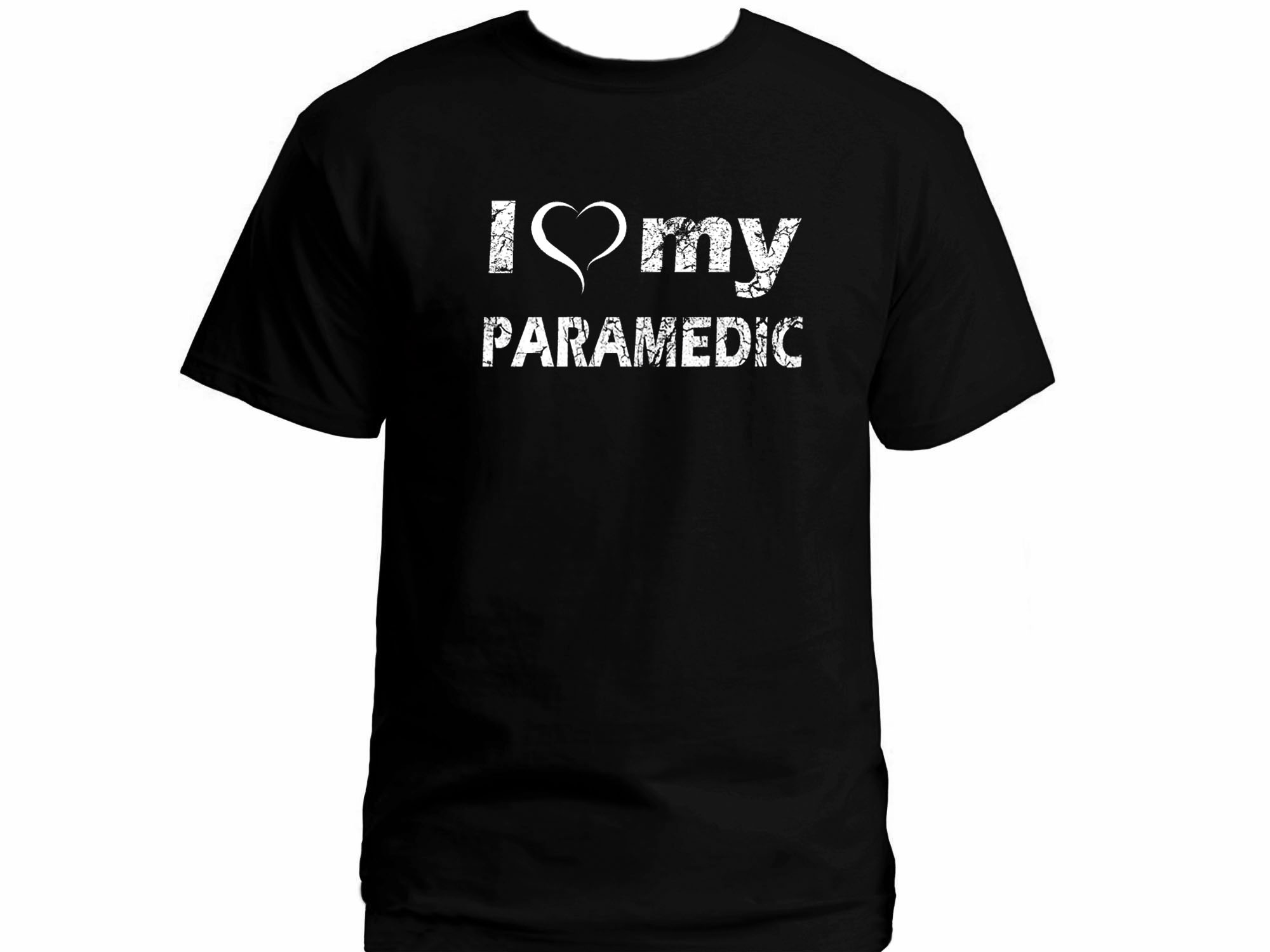 I love heart my paramedic distressed print black t-shirt