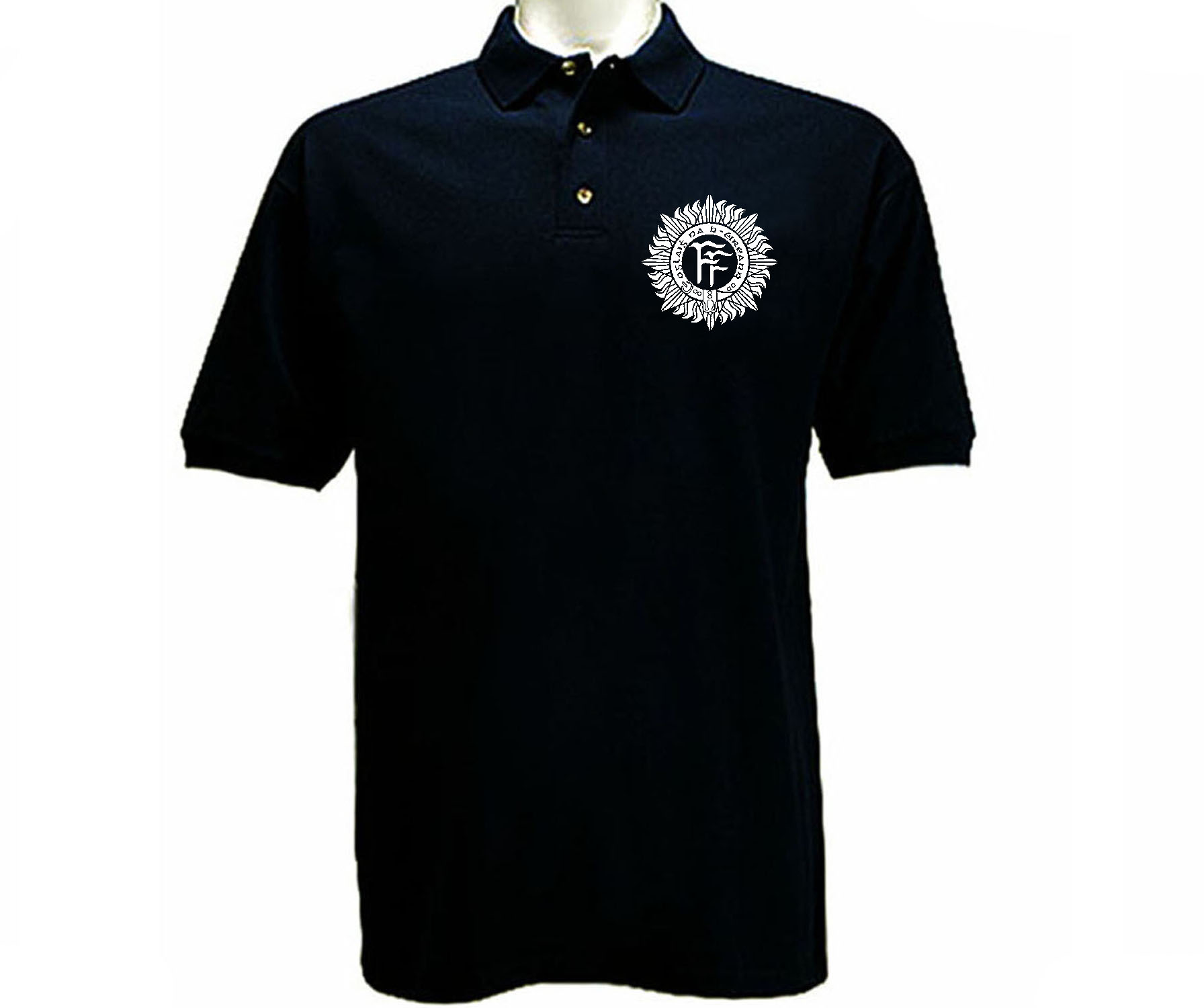 Irish Army emblem polo style black collared t-shirt