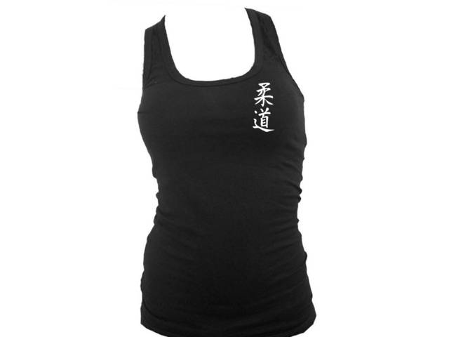 Judo martial arts black sleeveless women tank top L/XL 3