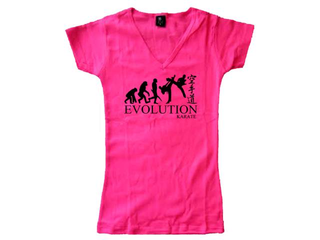 Evolution Karate kanji women pink top t shirt