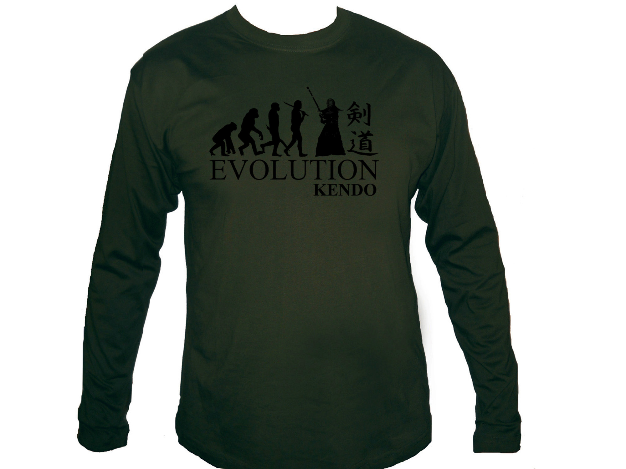 Evolution Kendo Japanese martial arts MMA sleeved  olive t-shirt