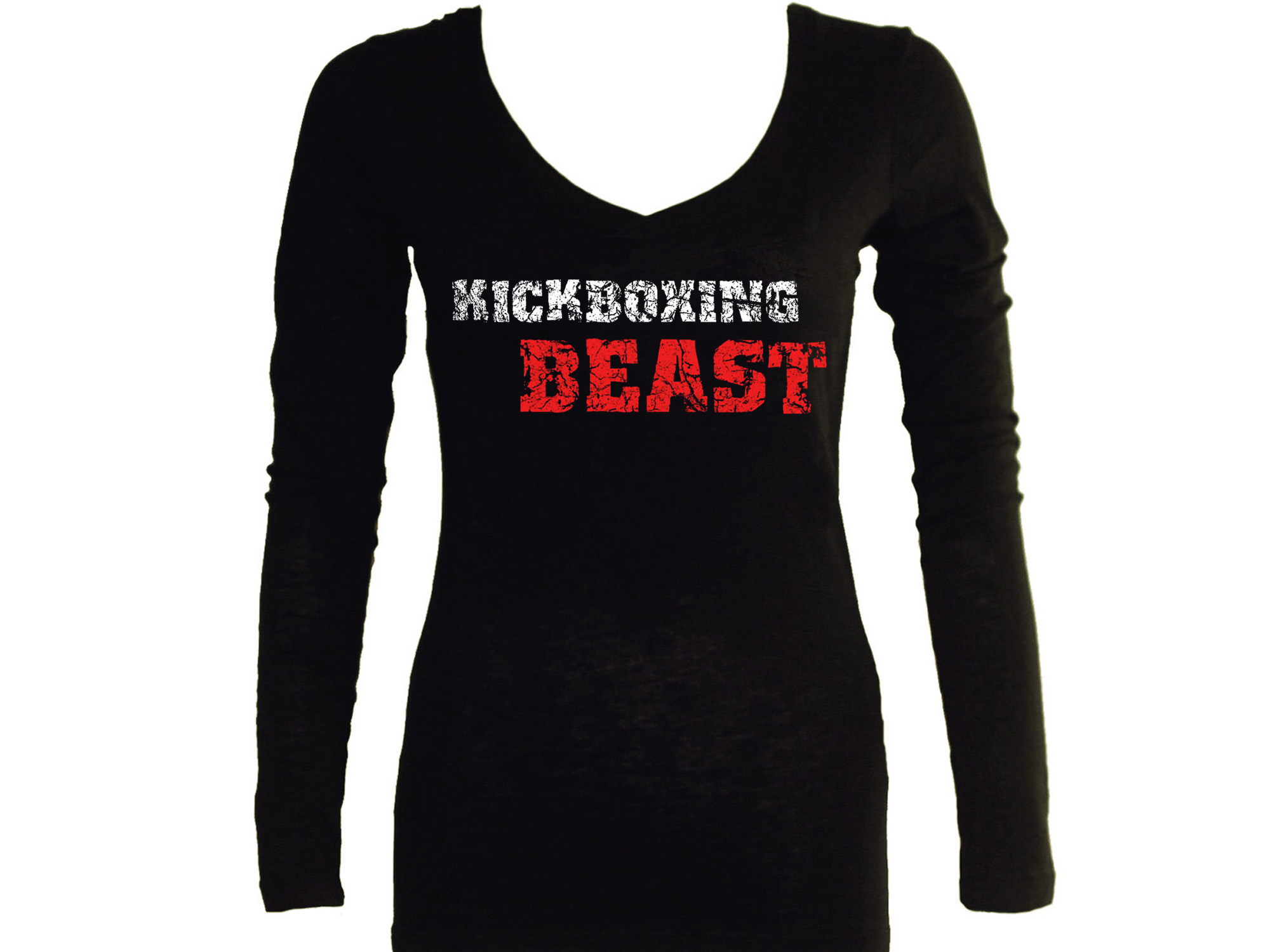Kickboxing Beast distressed print women sleeved t-shirt