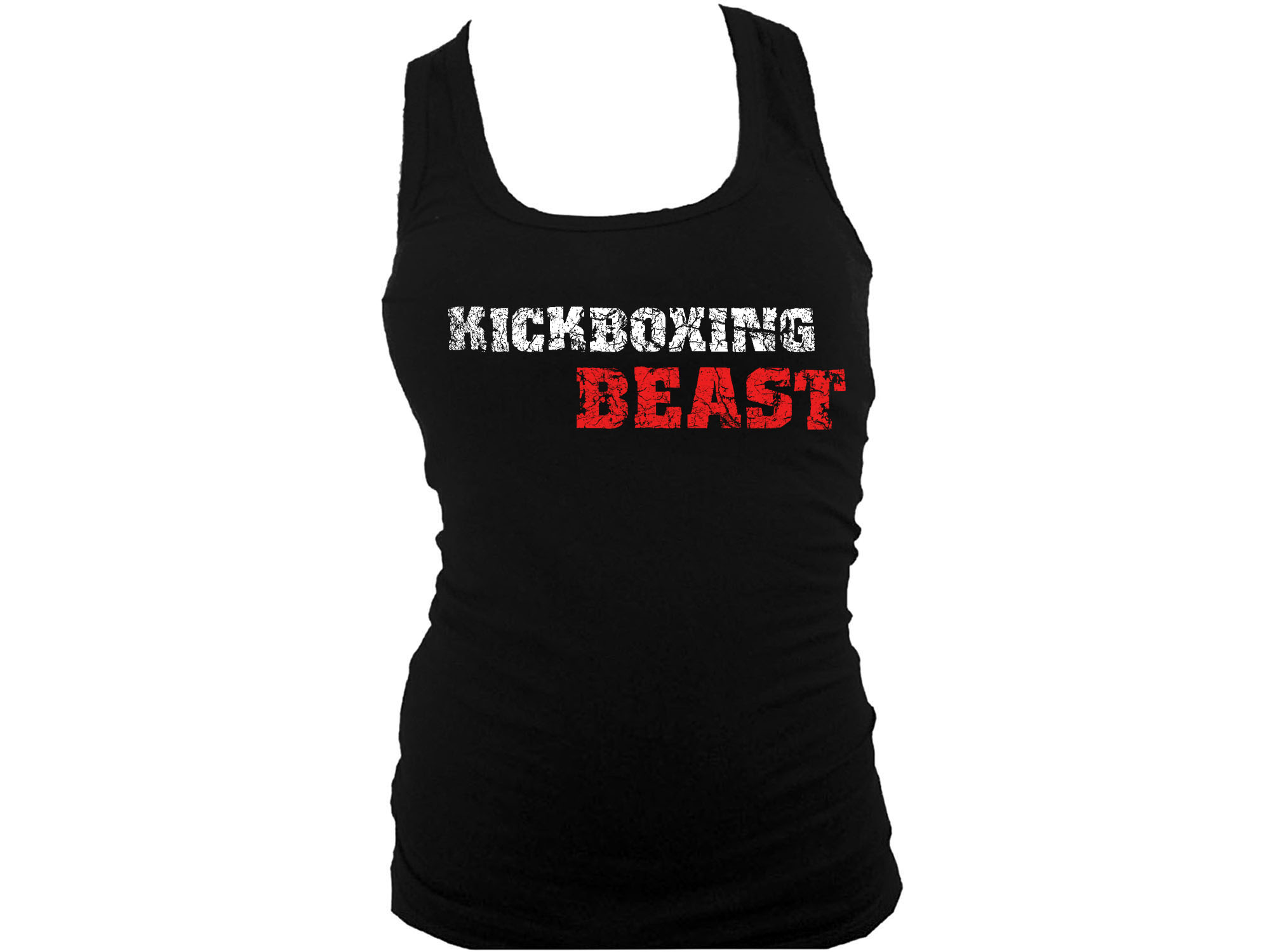 Kickboxing Beast distressed print women or teens tank top L/XL