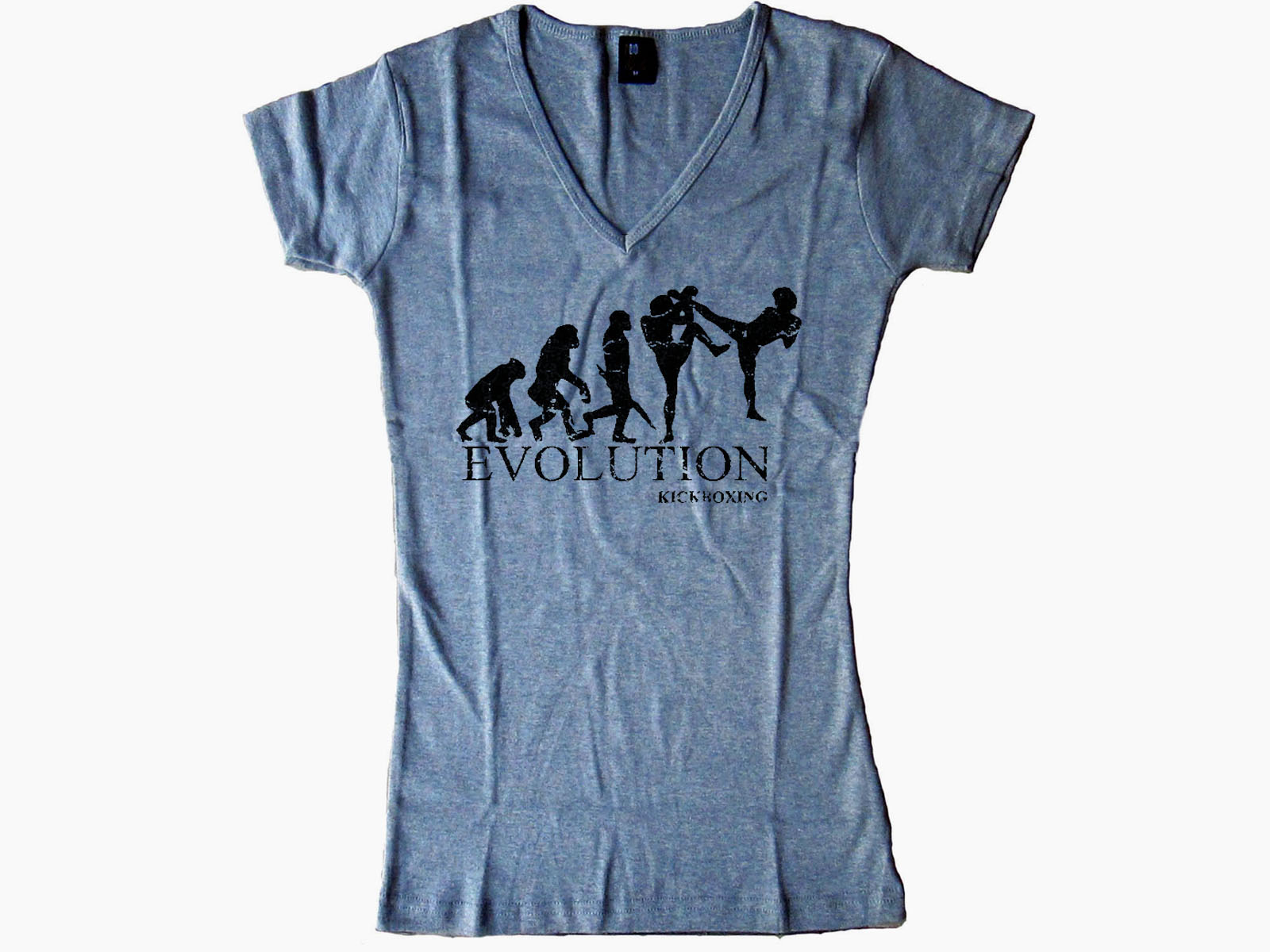 Kickboxing evolution distressed print women gray t-shirt