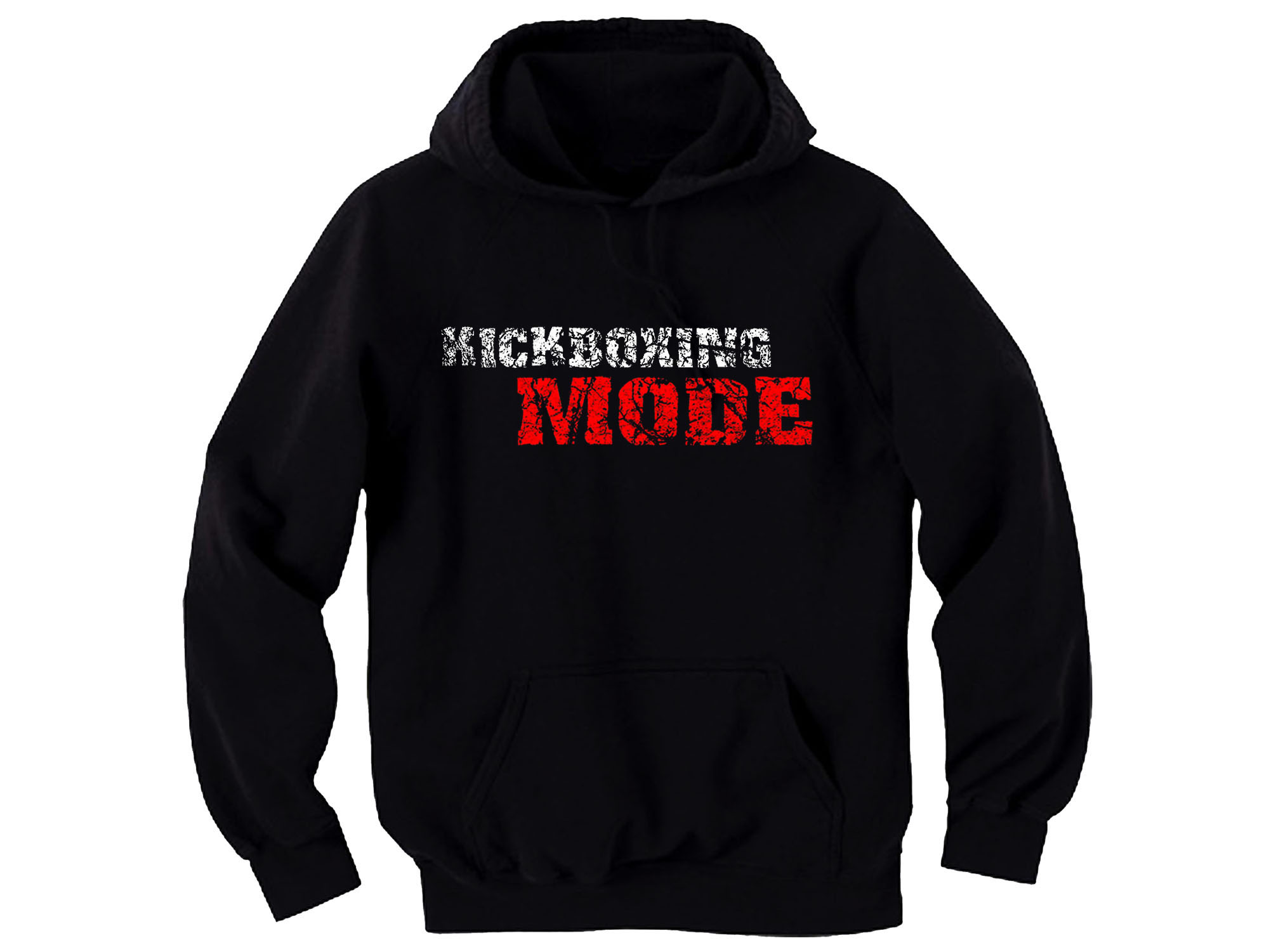 Kickboxing mode distressed print sweat man/women/youth black hoodie