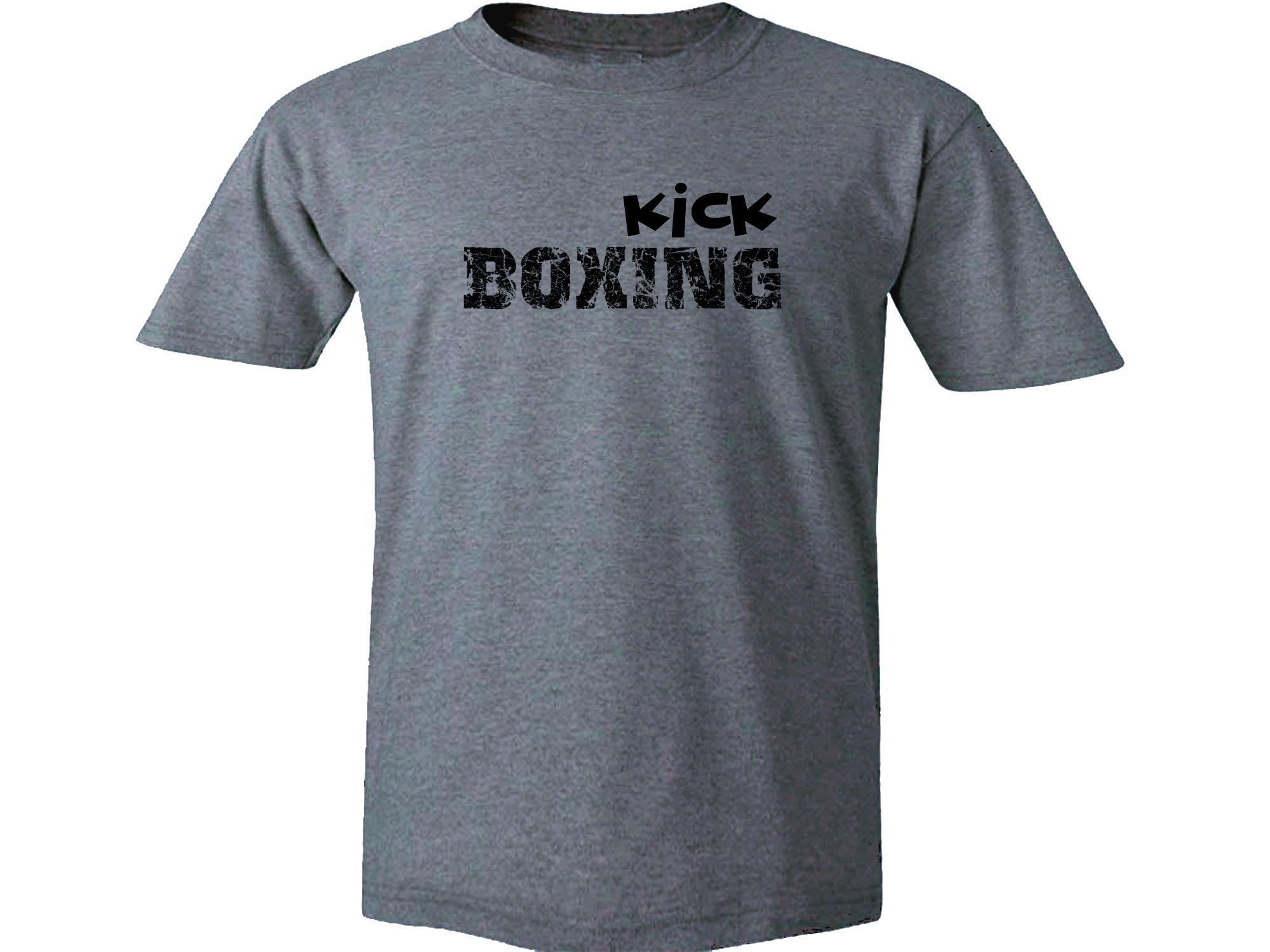 Kickboxing distressed print 100% cotton gray new t-shirt