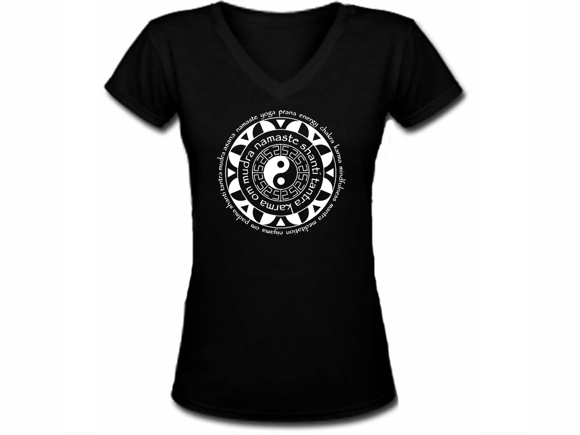 Mandala ying yang yoga terms namaste karma ladies/girls top shirt