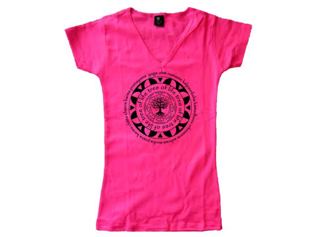 Mandala Tree of life yoga wear spirit women/girls pink t shirt