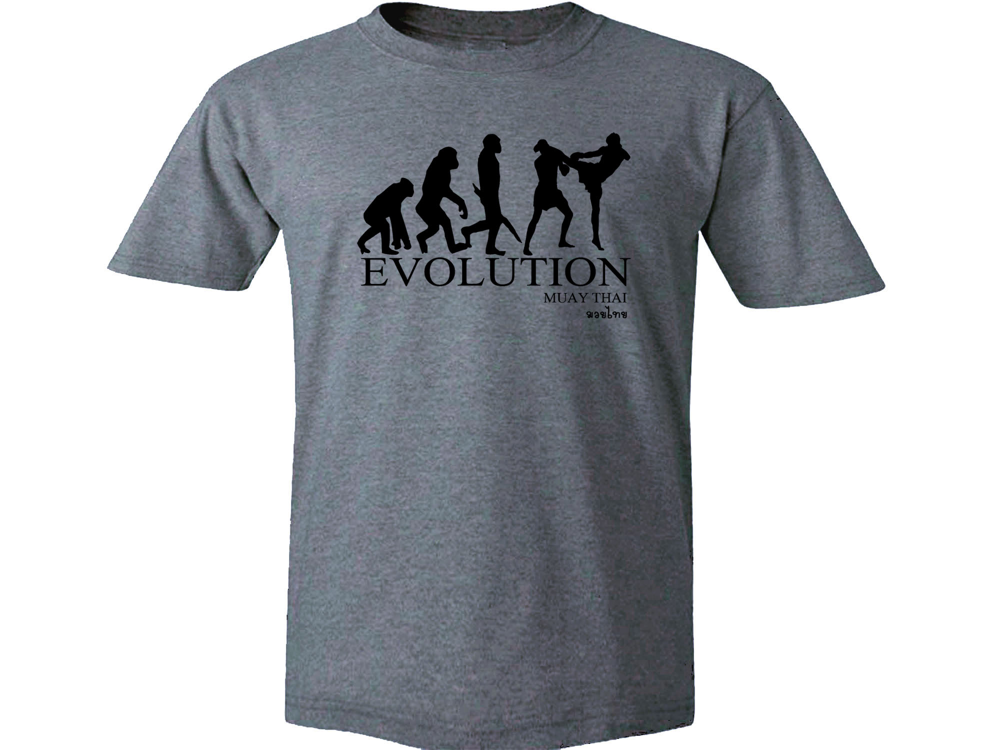 Muay Thai boxing Evolution graphic gray t-shirt