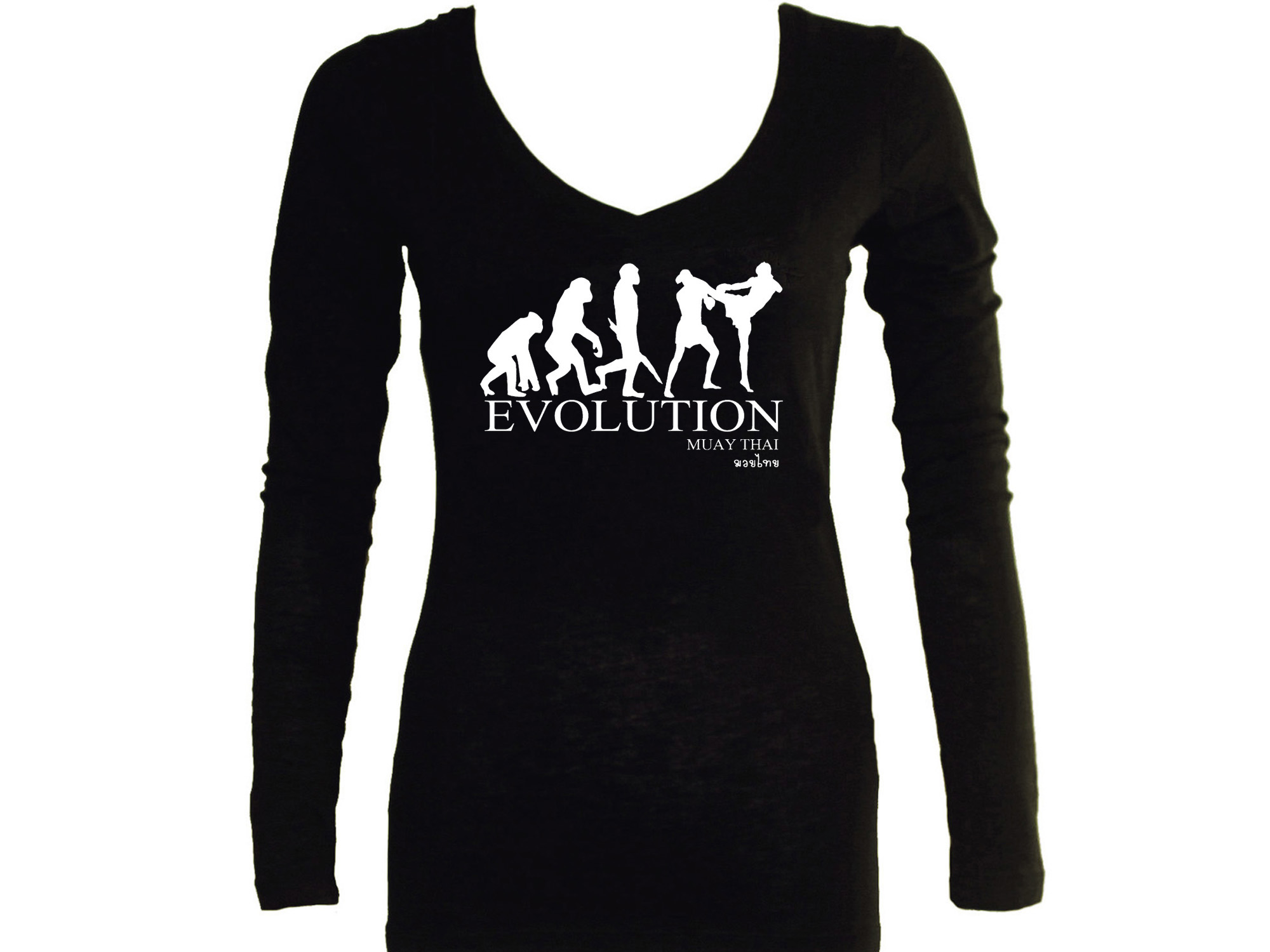 Muay Thai evolution boxing women or junior black sleeved t-shirt