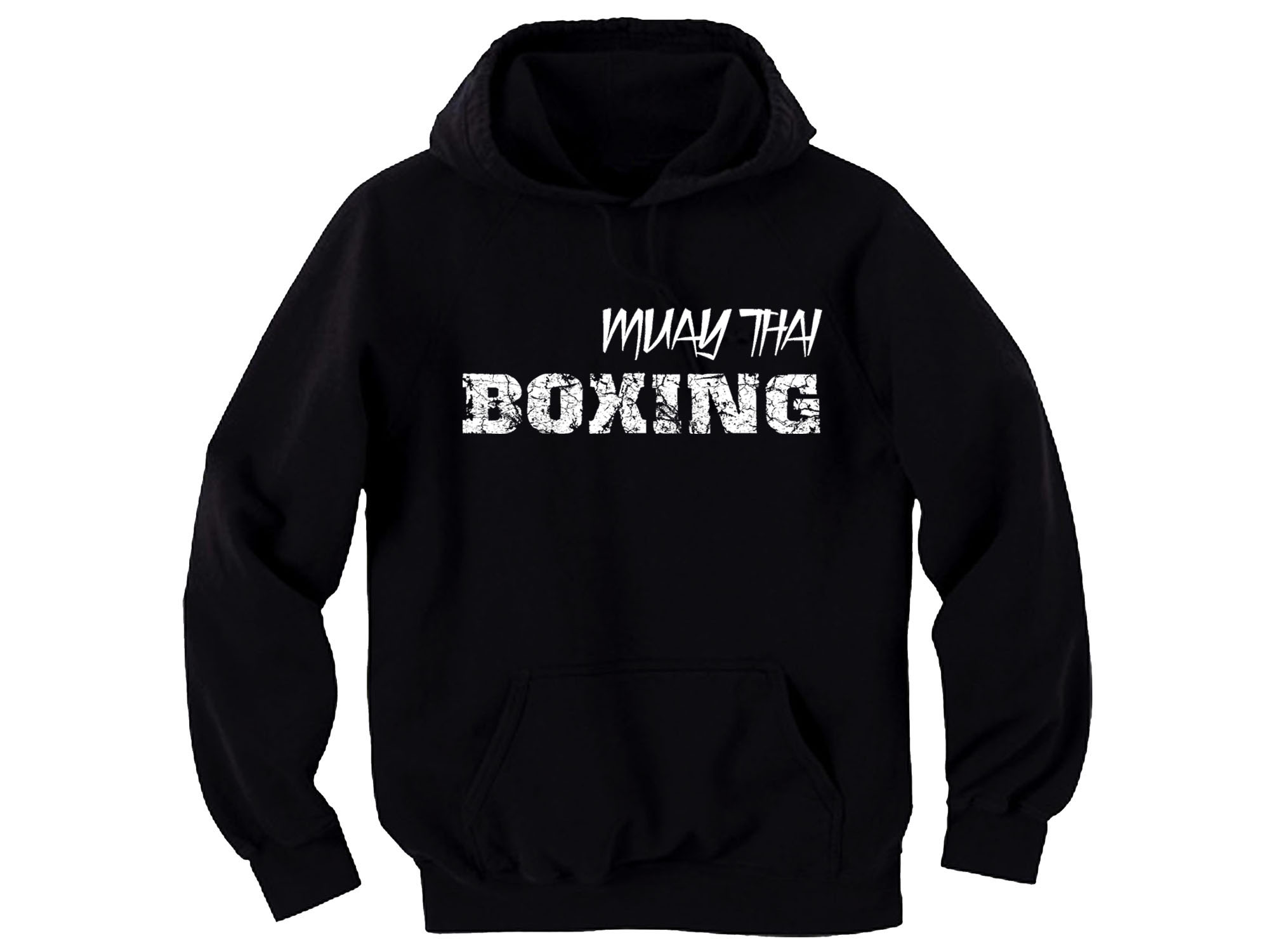 Muay Thai boxing distressed print hooded sweatshirt