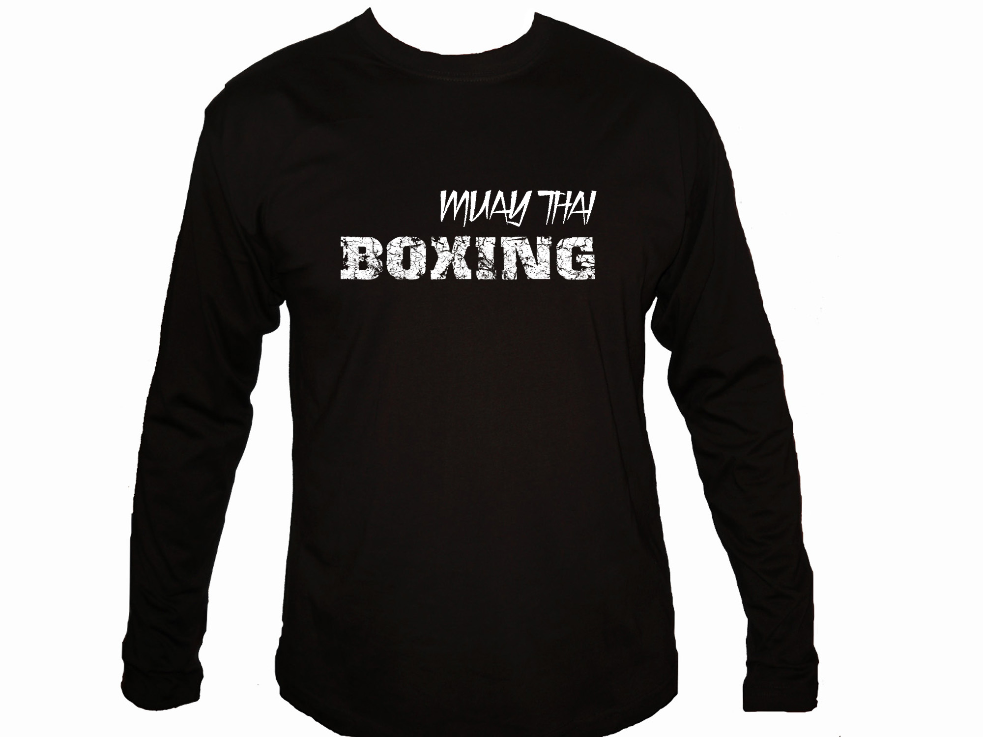 Muay Thai boxing distressed print long sleeves t-shirt