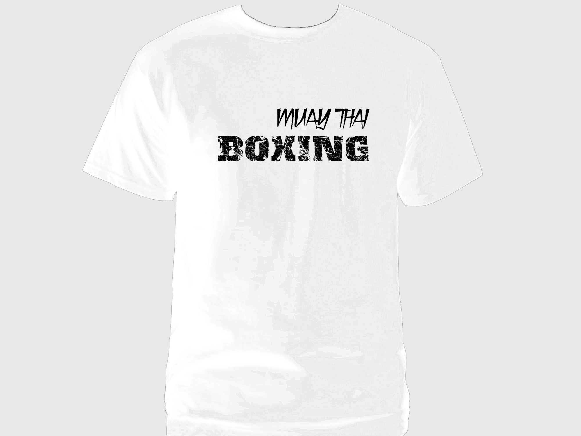 Muay Thai boxing distressed look white t-shirt