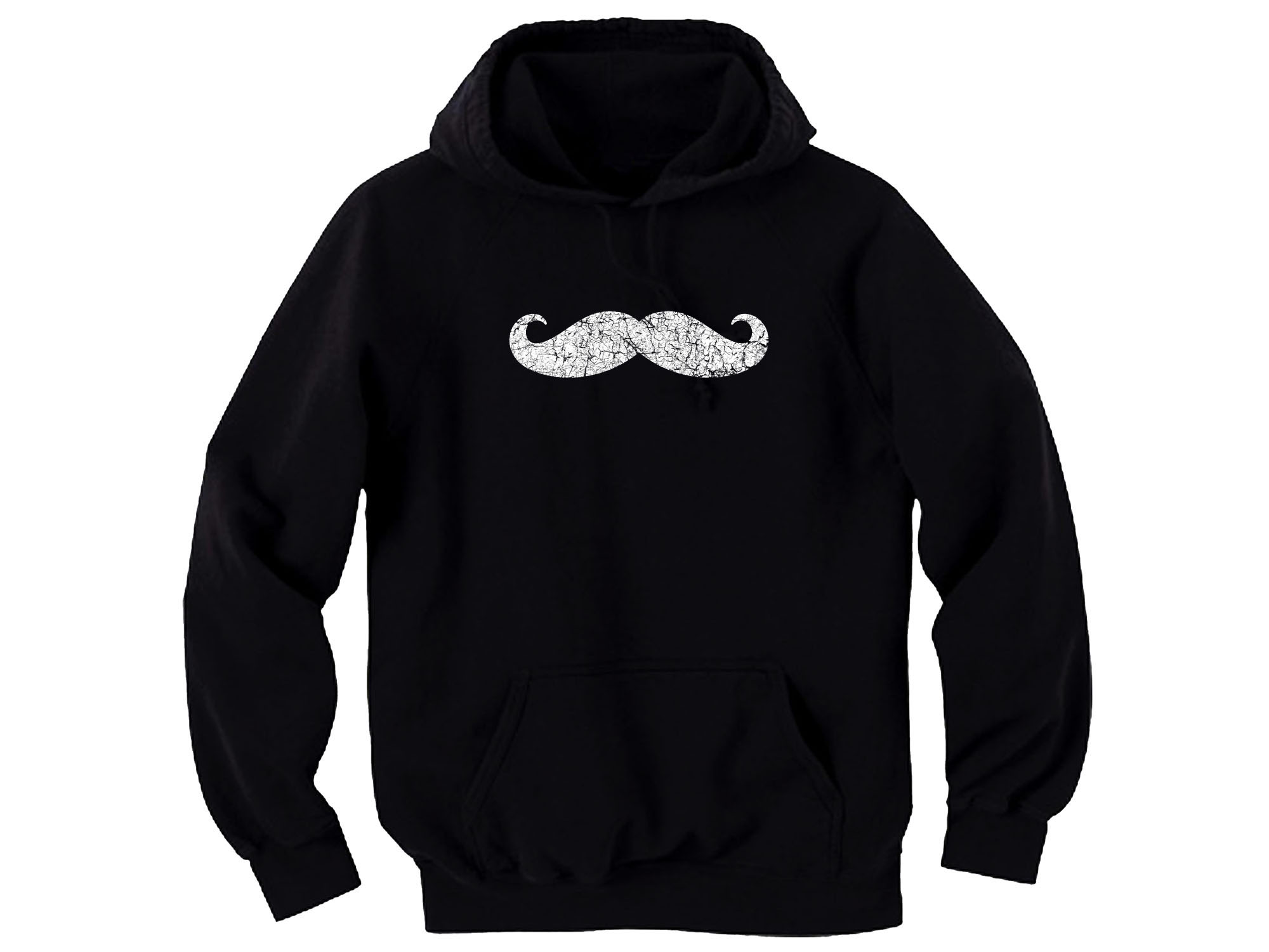 Mustache distressed print funny sweat hoodie
